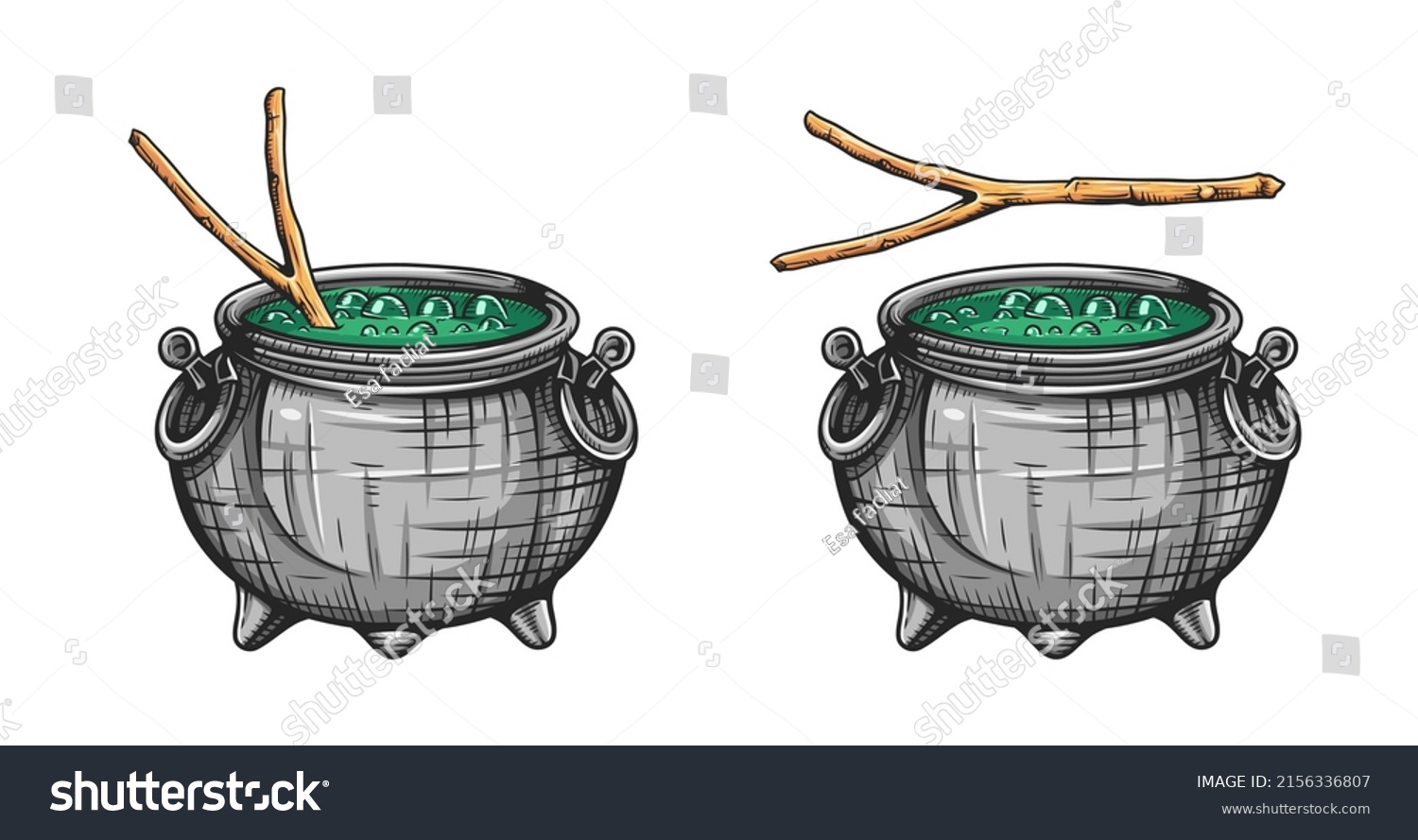 Witch Cauldron Green Potion Bubbling Witches Stock Vector (Royalty Free ...