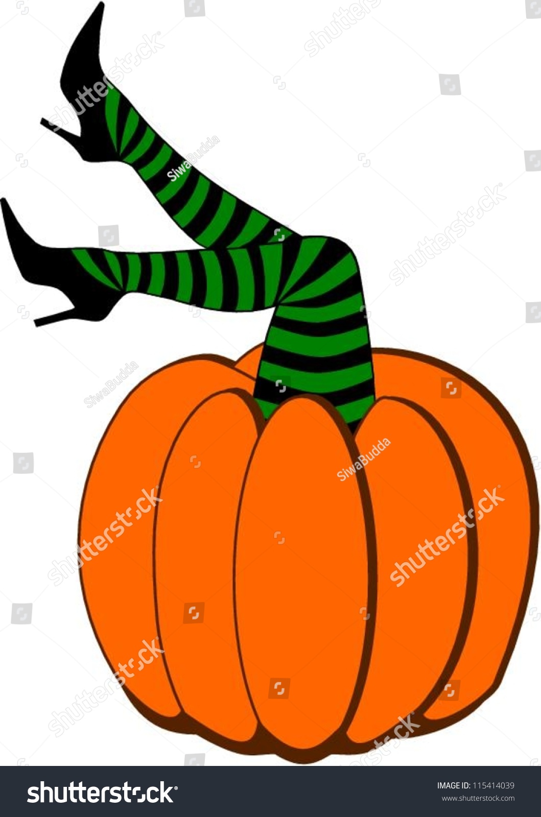 Witch Feet Halloween Pumpkin Stock Vector Royalty Free 115414039