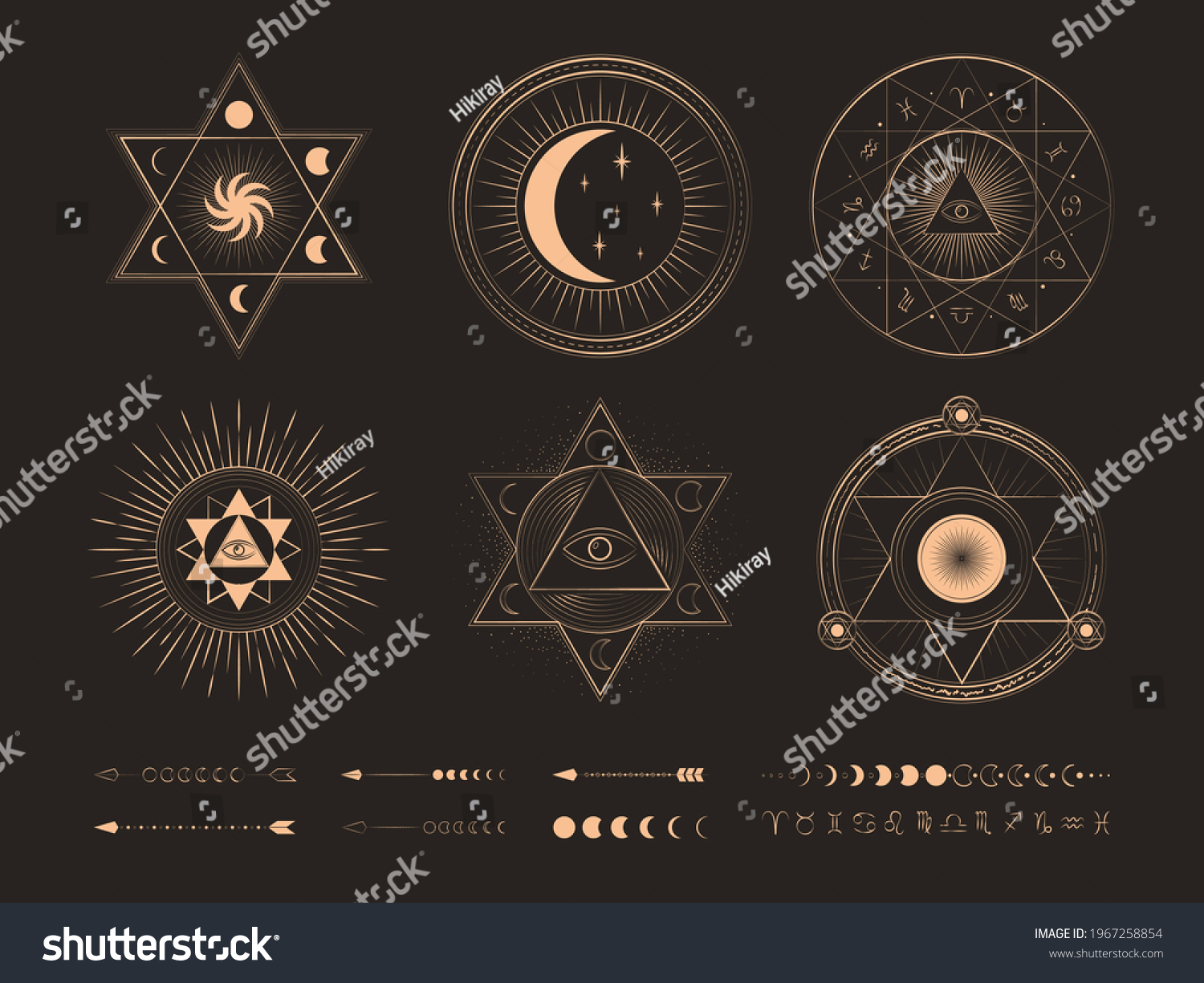 Witch Magic Mystical Astrology Objects Symbols Stock Vector (Royalty ...