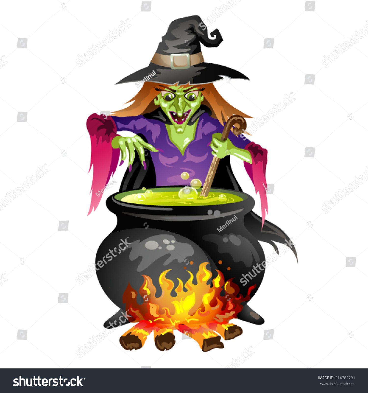 Witch Preparing Potion Stock Vector (Royalty Free) 214762231 | Shutterstock