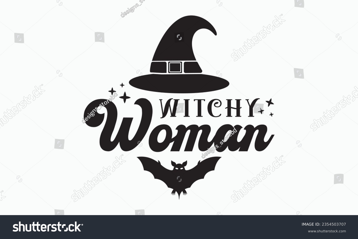 SVG of Witchy woman svg, halloween svg design bundle, Retro halloween svg, happy halloween vector, pumpkin, witch, spooky, ghost, funny halloween t-shirt quotes Bundle, Cut File Cricut, Silhouette  svg