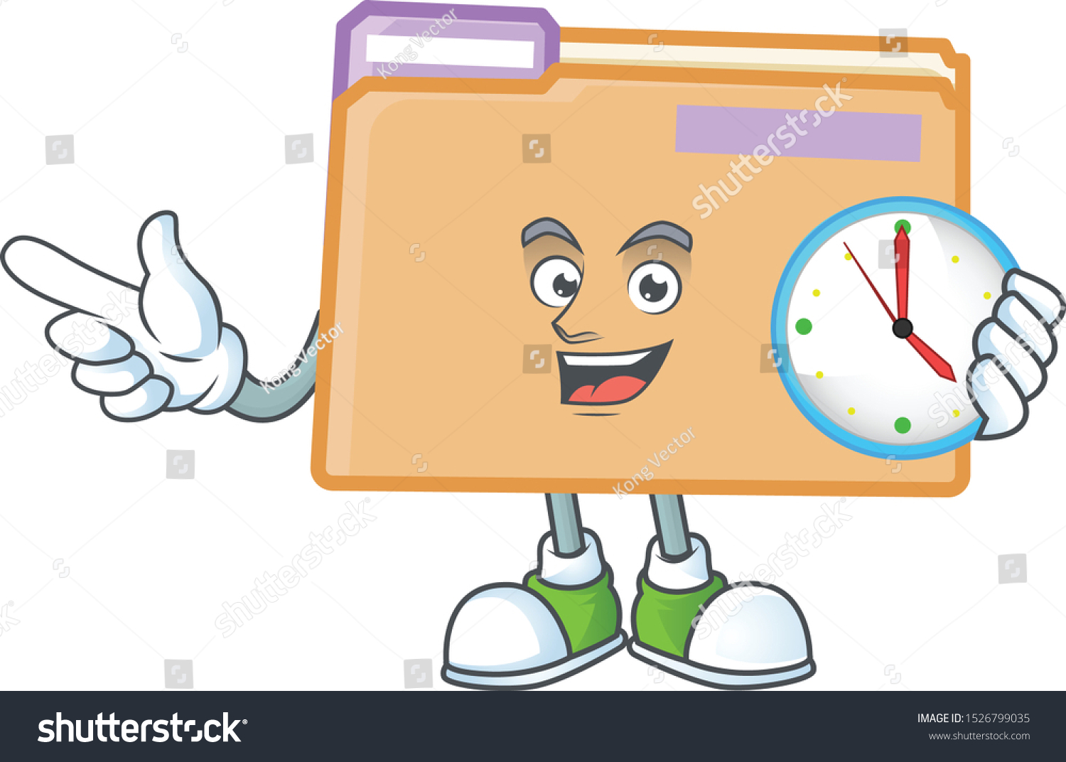 Clock Folder Icon Character Mascot: vector de stock (libre de regalías ...