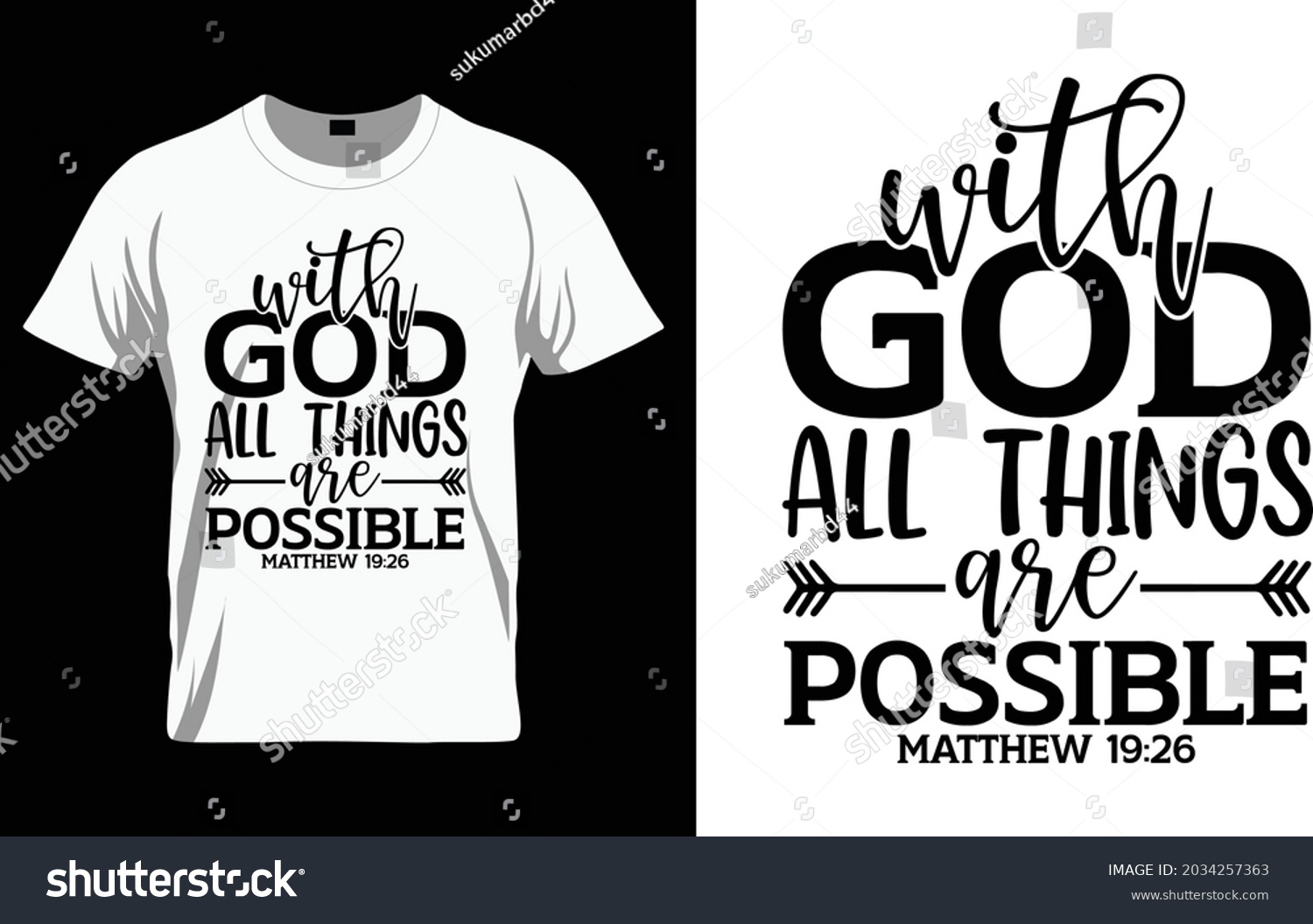 SVG of With god all things are possible matthew 19:26 - Bible Verse t shirts design, Hand drawn lettering phrase, Calligraphy t shirt design, Isolated on white background, svg Files for Cutting Cricut svg
