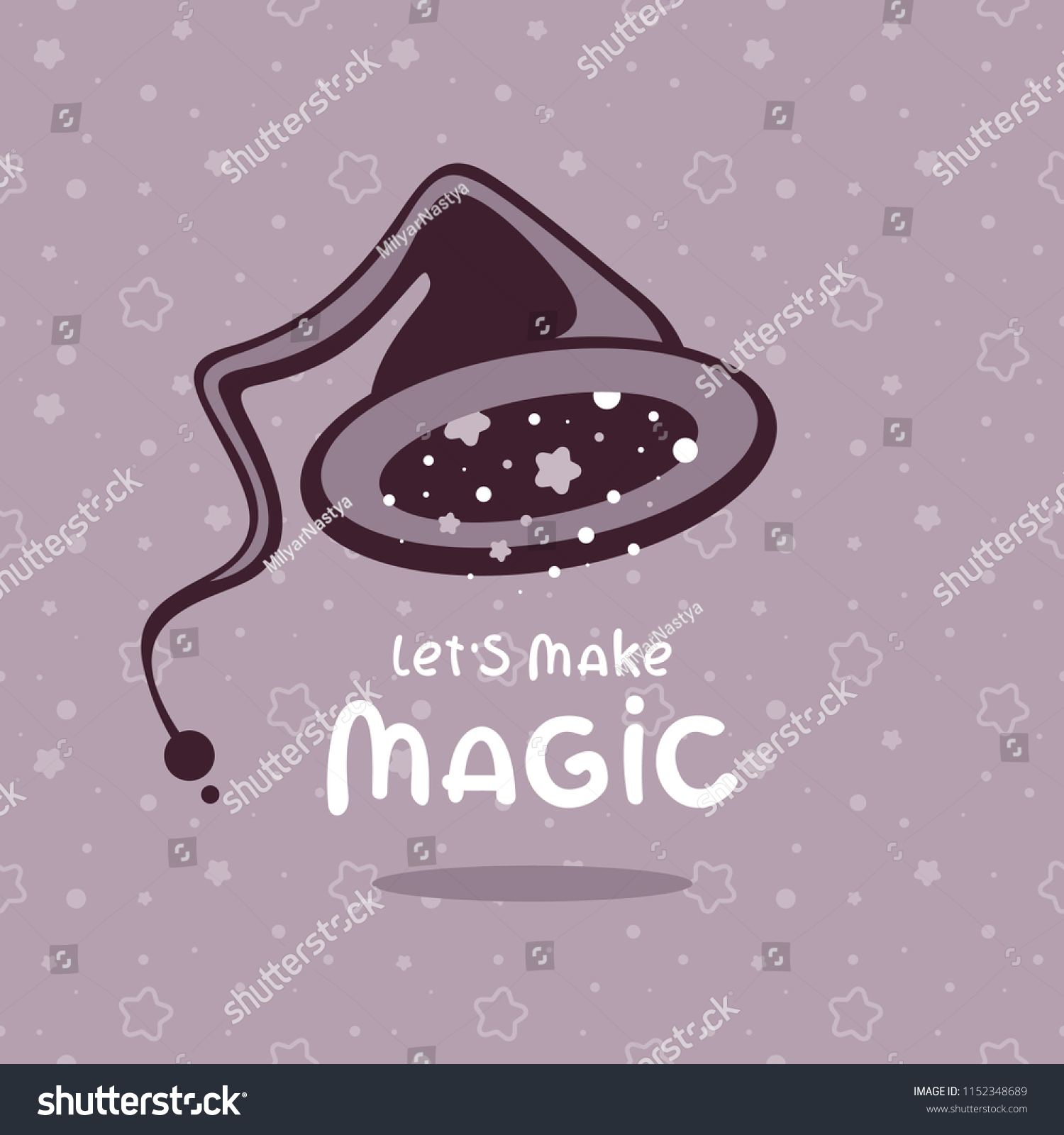 wizard hat lets make magic lettering stock vector royalty free