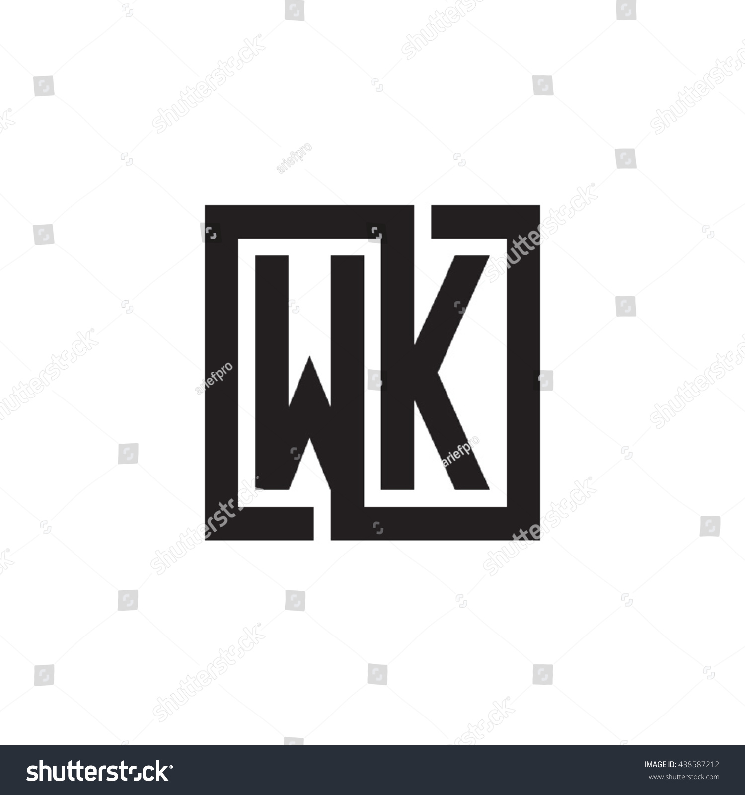 Wk Initial Letters Looping Linked Square Stock Vector 438587212 Shutterstock