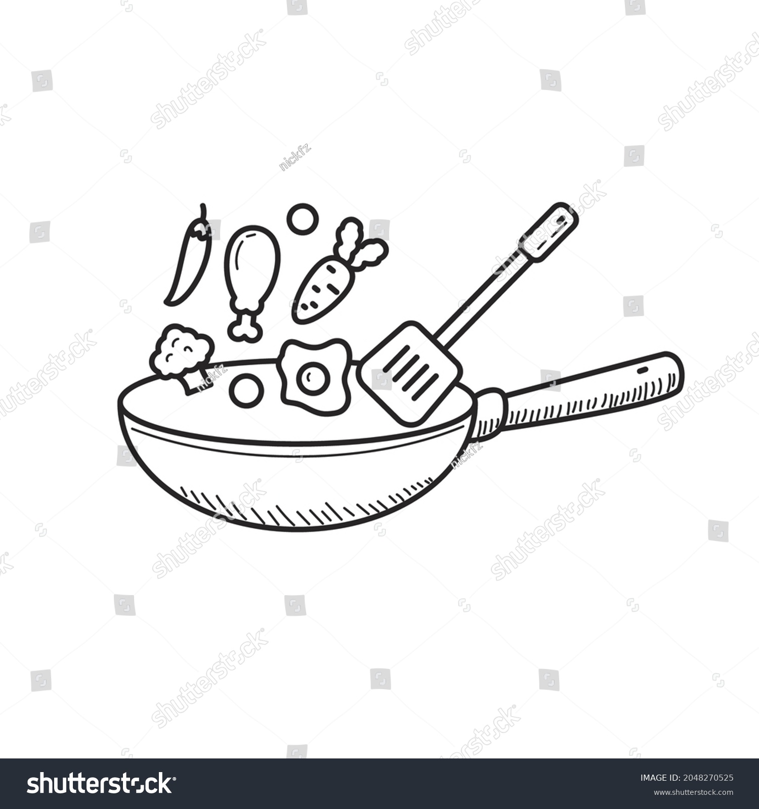 1,418 Wok outline Images, Stock Photos & Vectors | Shutterstock