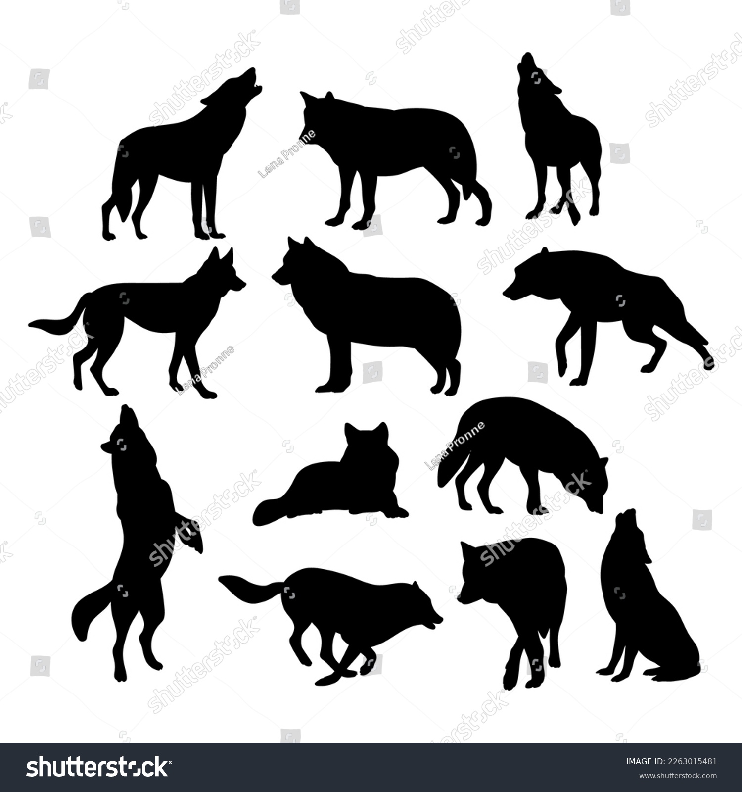 SVG of Wolf animals silhouette set for cutting, stencil templates and decals svg