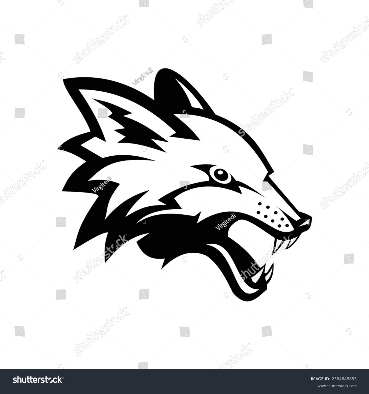 SVG of Wolf face silhoutte drawing for laser cut svg