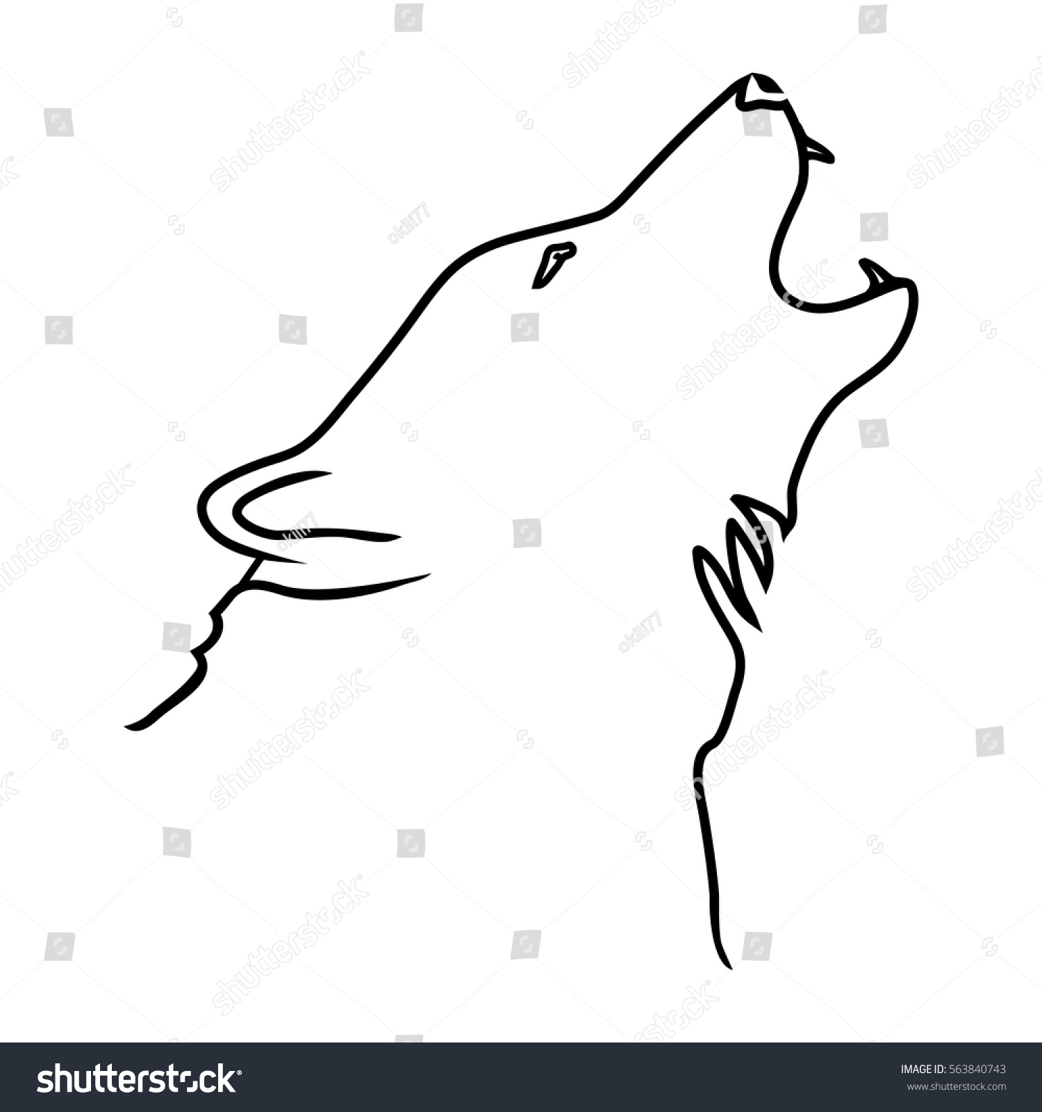 Wolf Head Outline Stock Vector (Royalty Free) 563840743