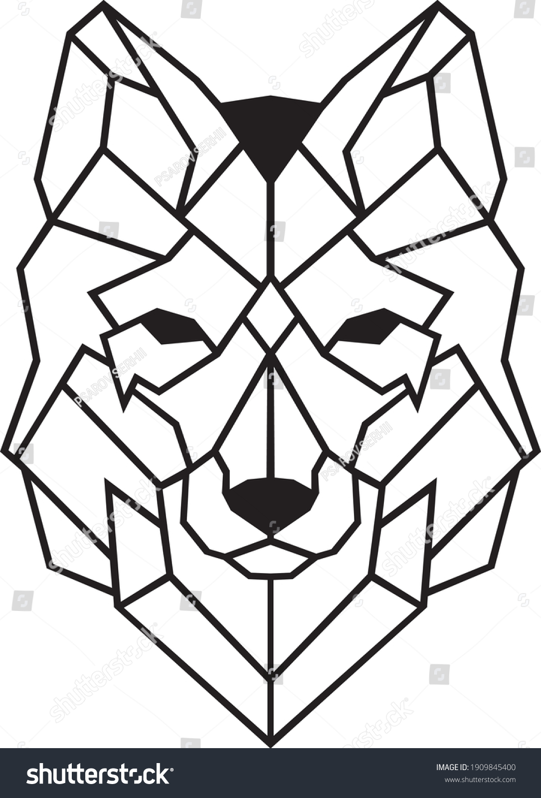 Wolf Head Outline Drawing Vector Black Stock Vector (Royalty Free ...