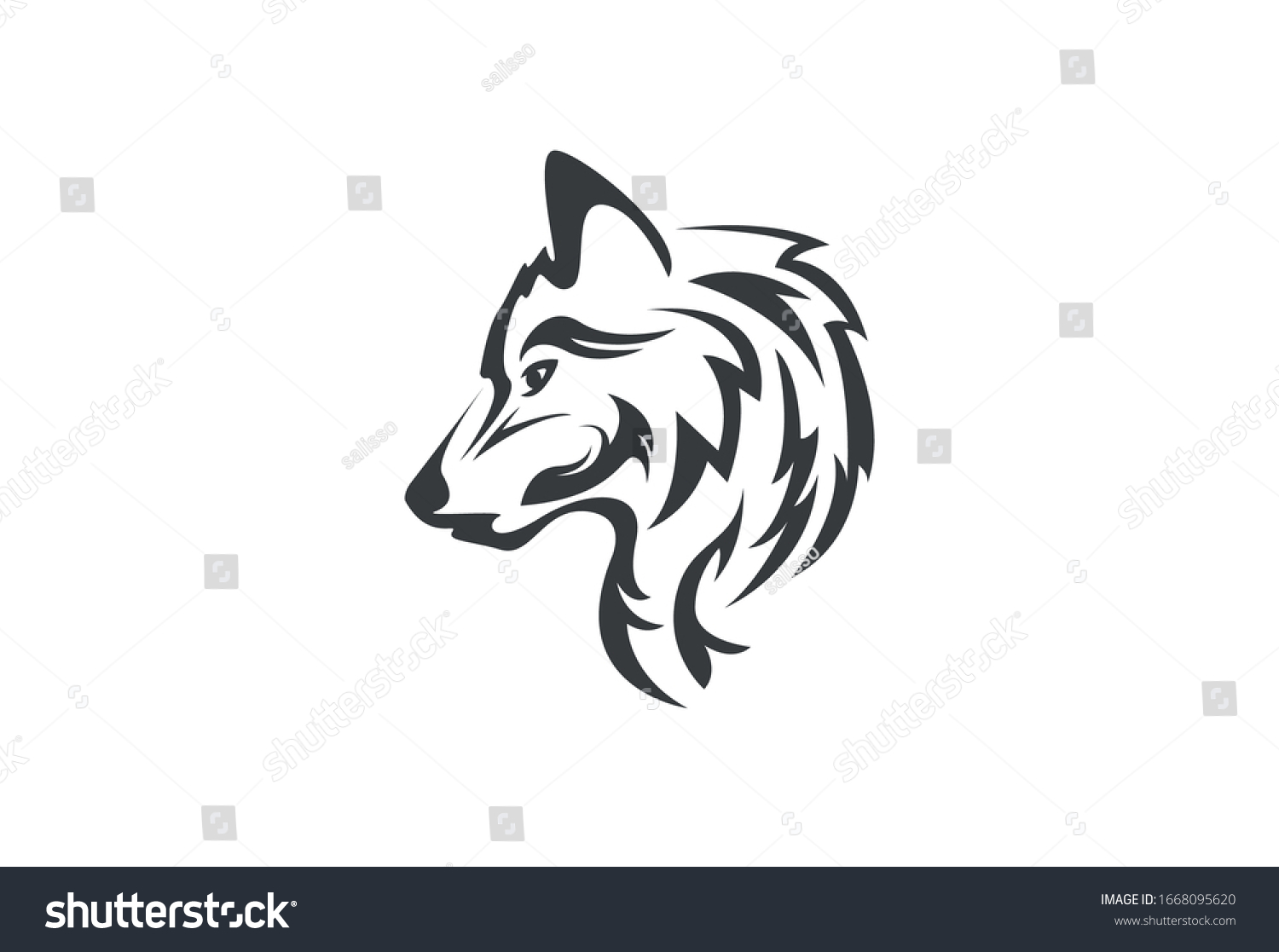 Wolf Head Silhouette Vector On White Stock Vector (Royalty Free ...