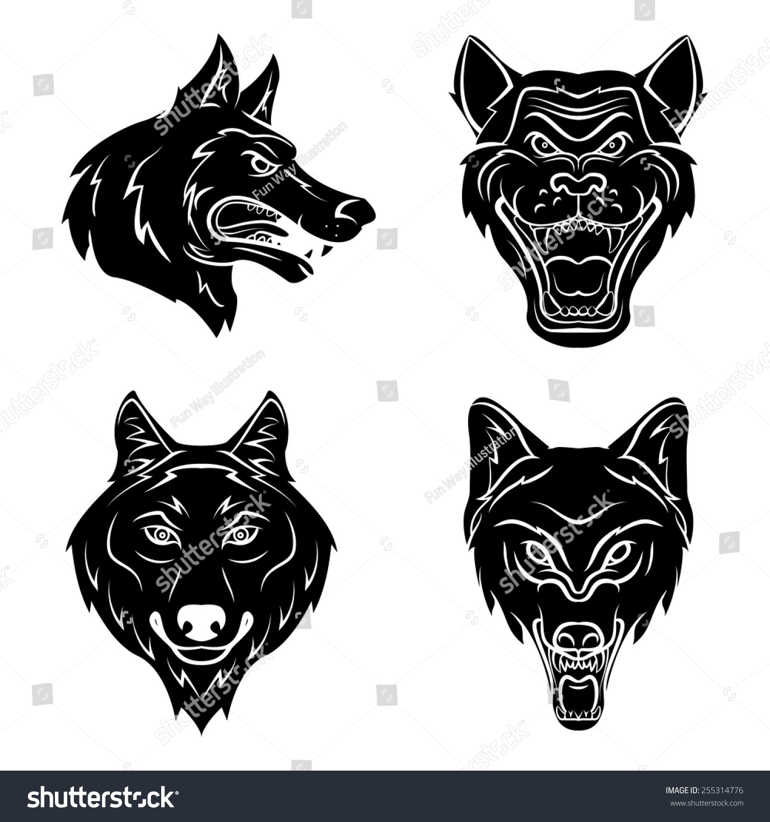 Wolf Head Tattoo Stock Vector (Royalty Free) 255314776 | Shutterstock