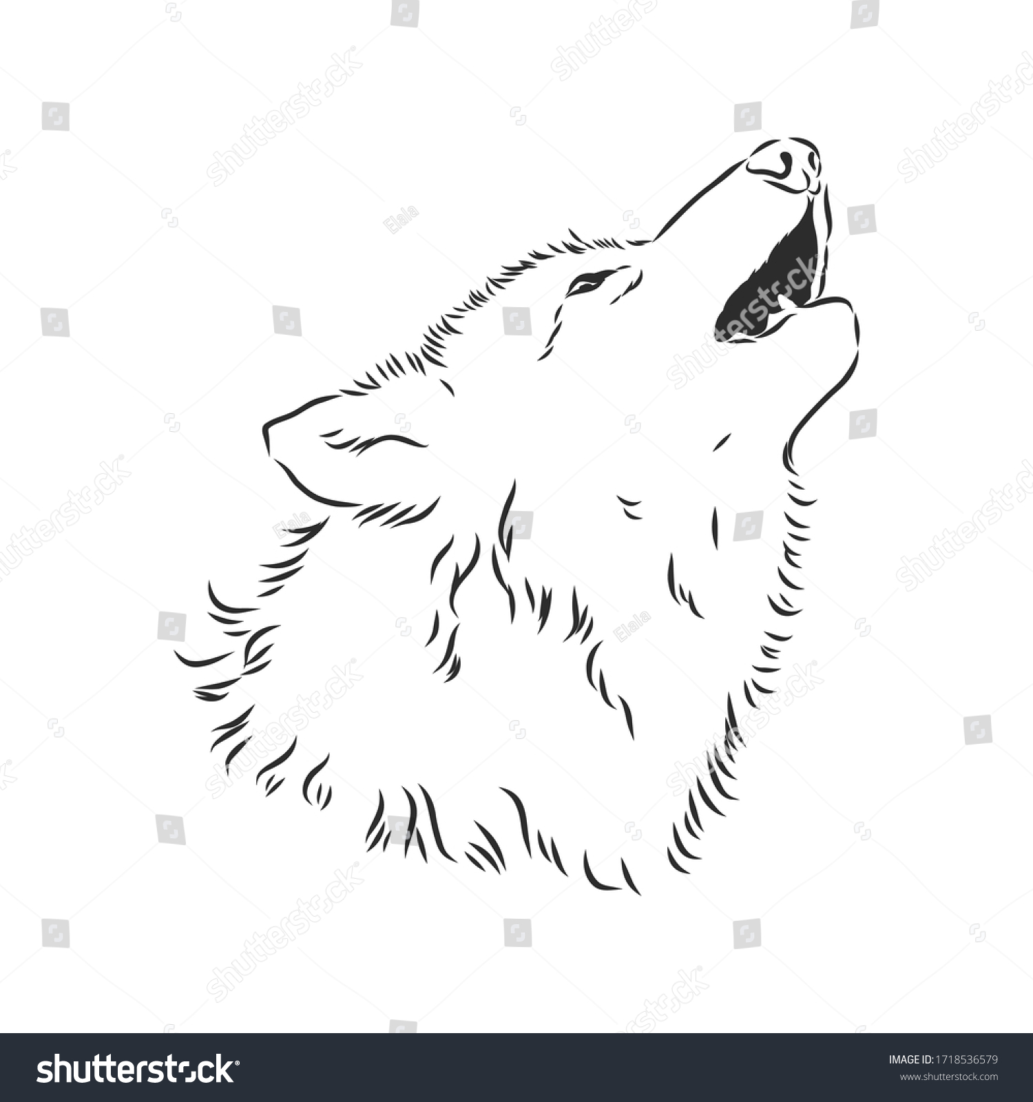 Wolf Head Vector Wolf Howls Vector Stock Vector (Royalty Free ...