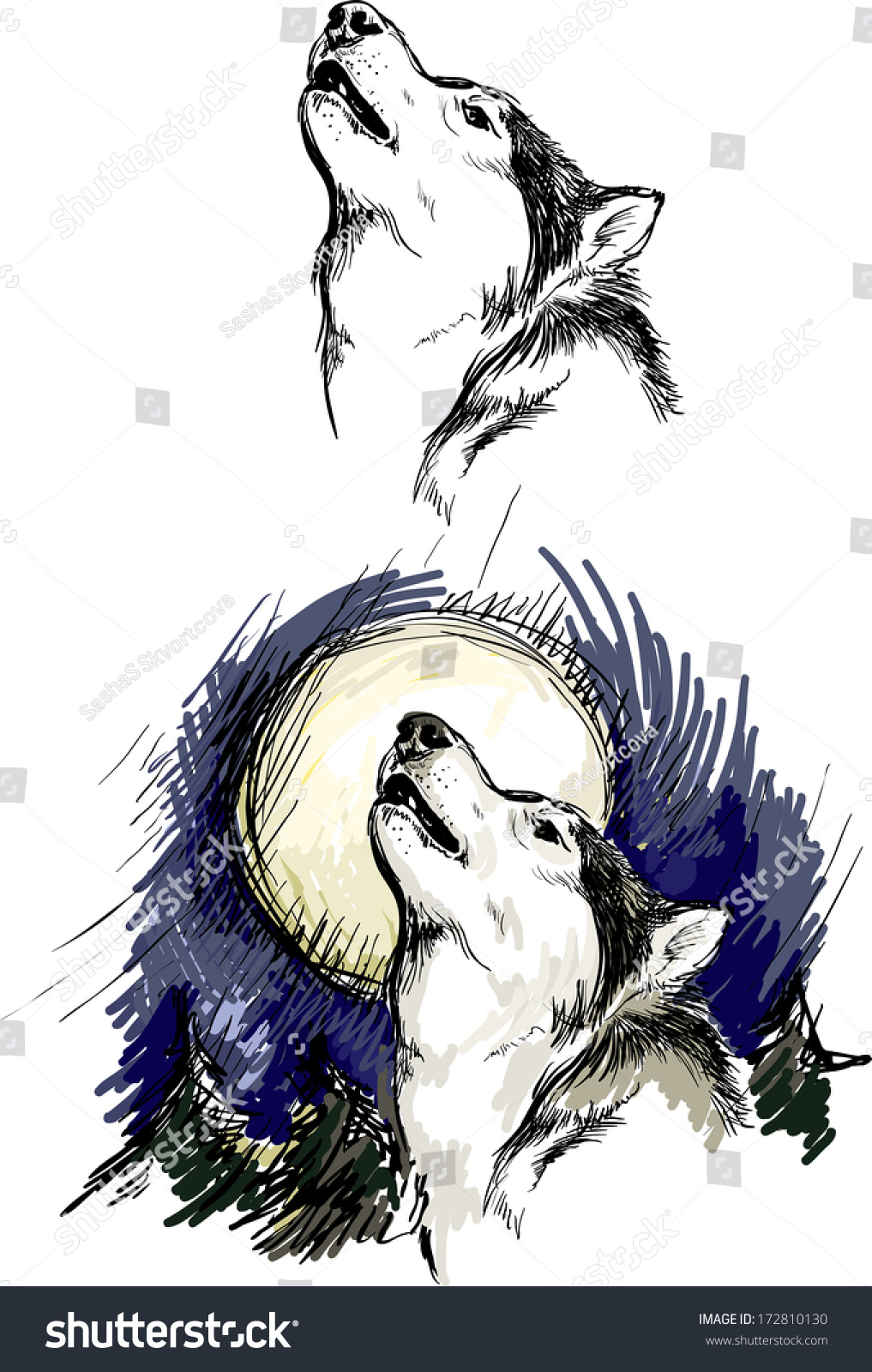  Wolf Howling Moon Stock Vector 172810130 - Shutterstock