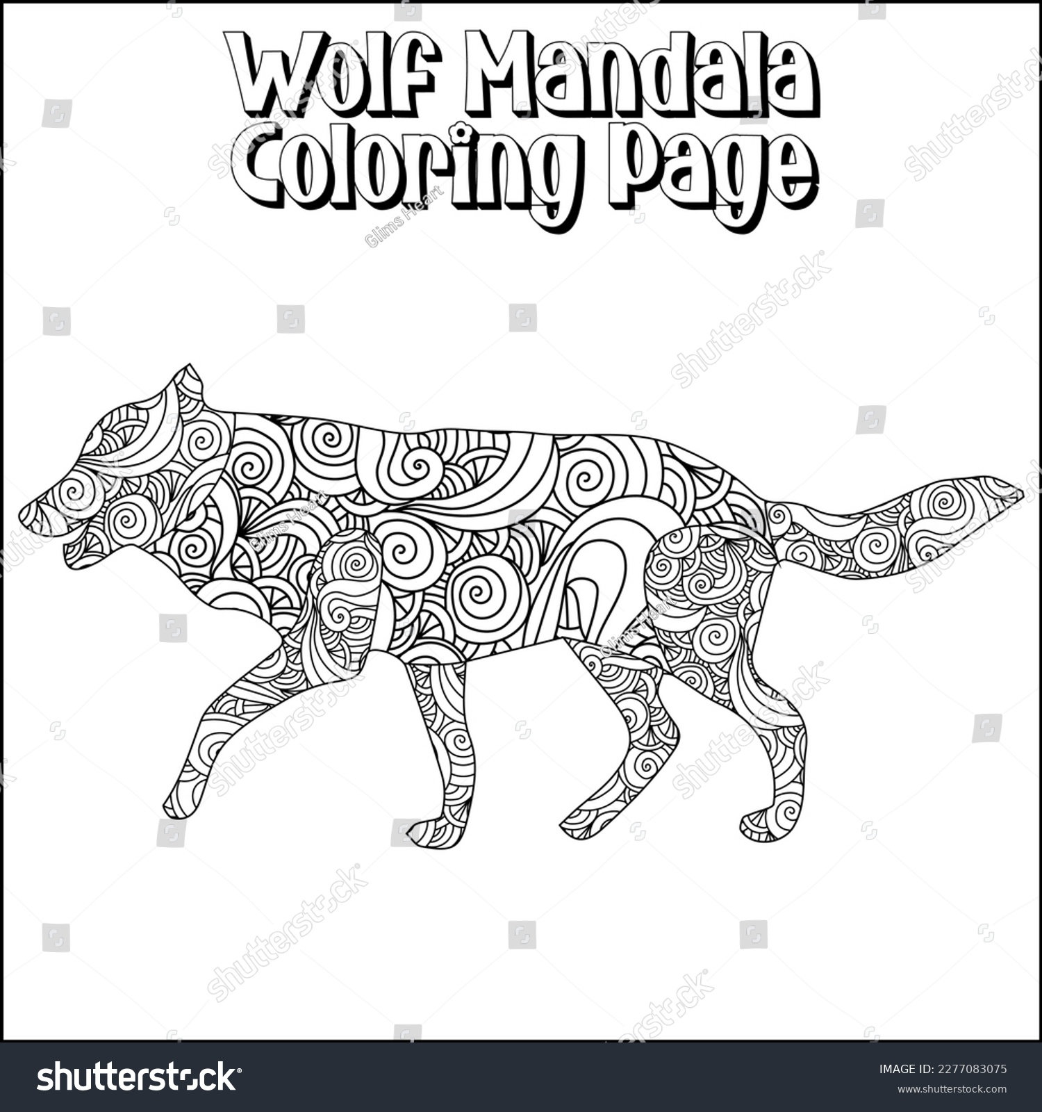 SVG of Wolf Mandala Coloring Page for kids svg