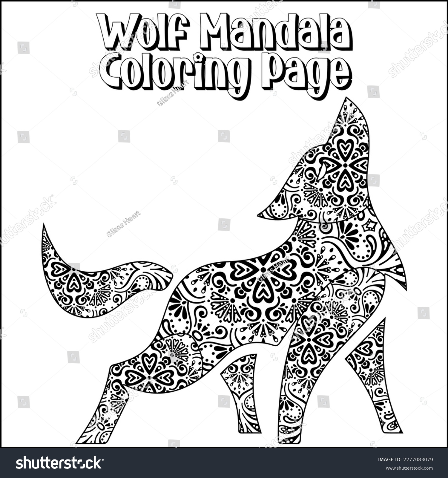 SVG of Wolf Mandala Coloring Page for kids svg