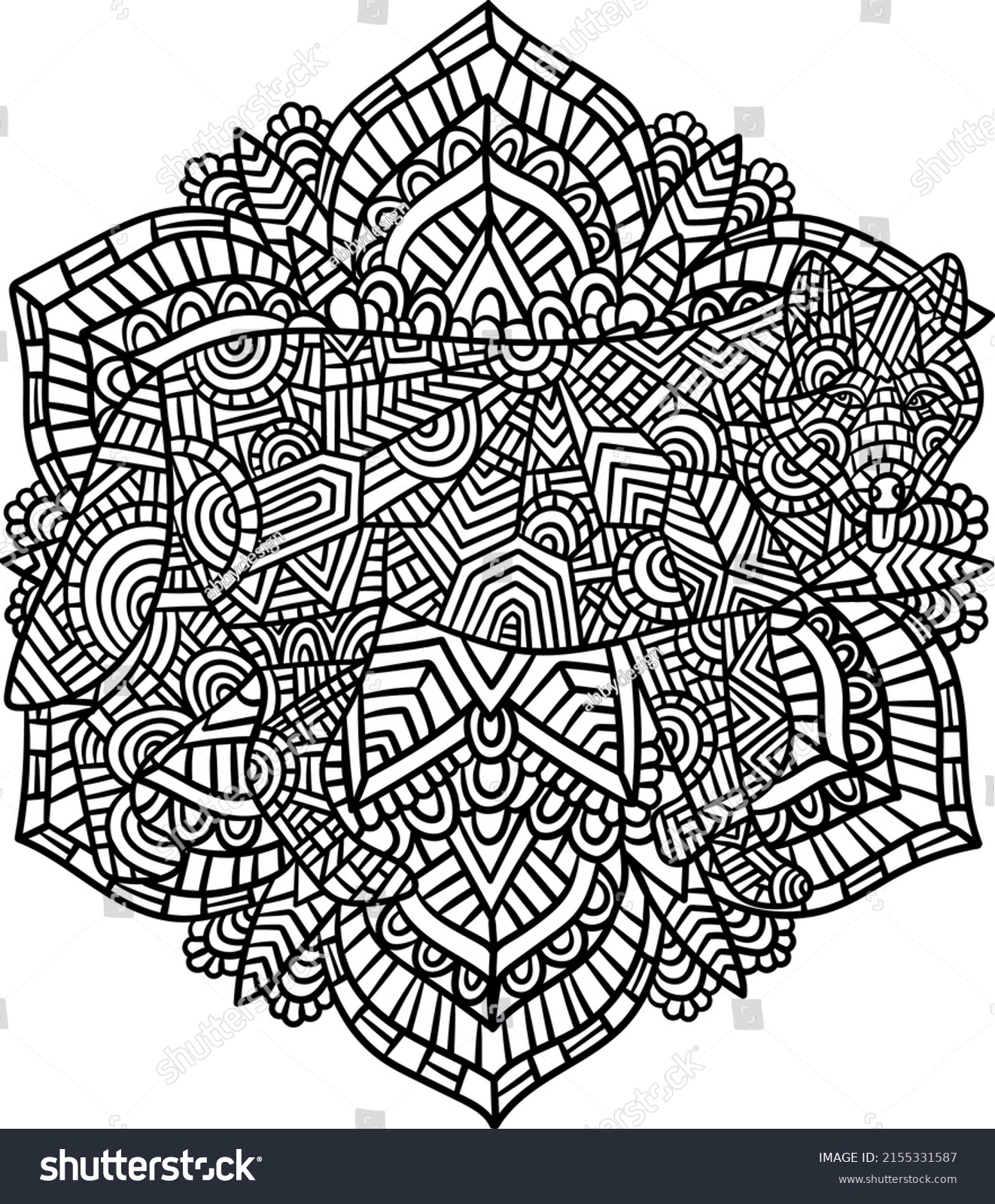 SVG of Wolf Mandala Coloring Pages for Adults svg