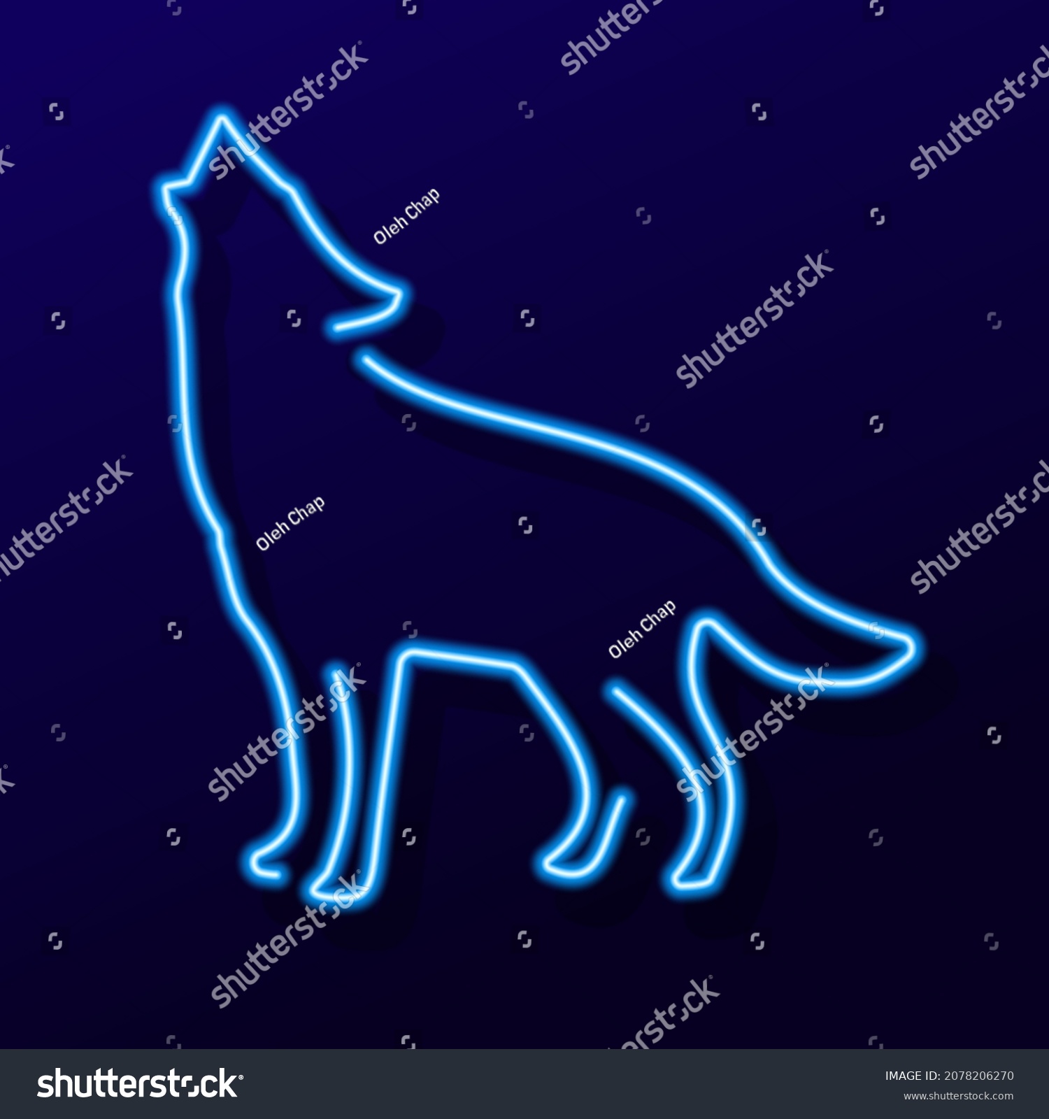 Wolf Neon Sign Modern Glowing Banner Stock Vector (Royalty Free) 2078206270