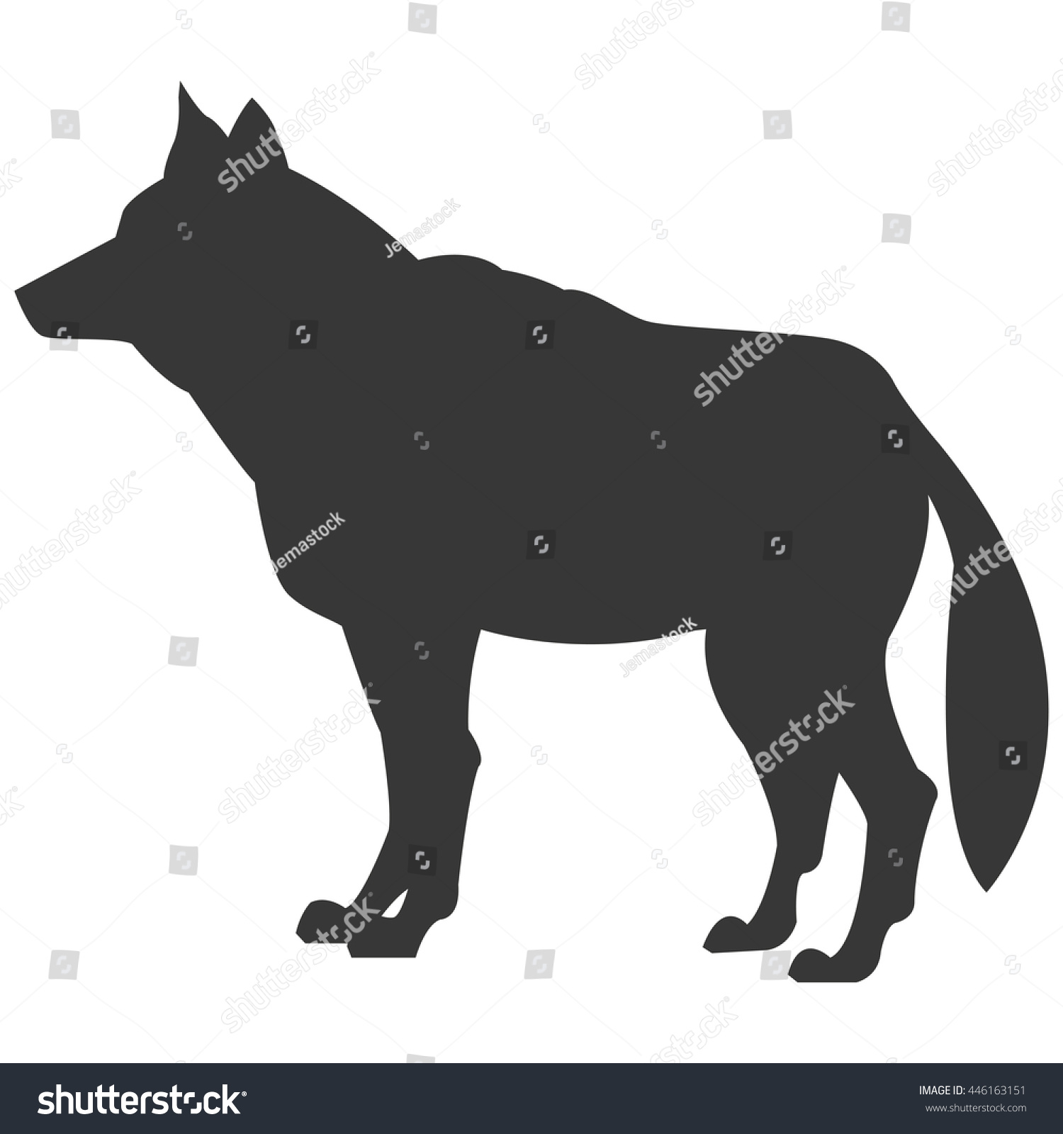 Wolf Sideview Silhouette Icon Stock Vector (Royalty Free) 446163151 ...