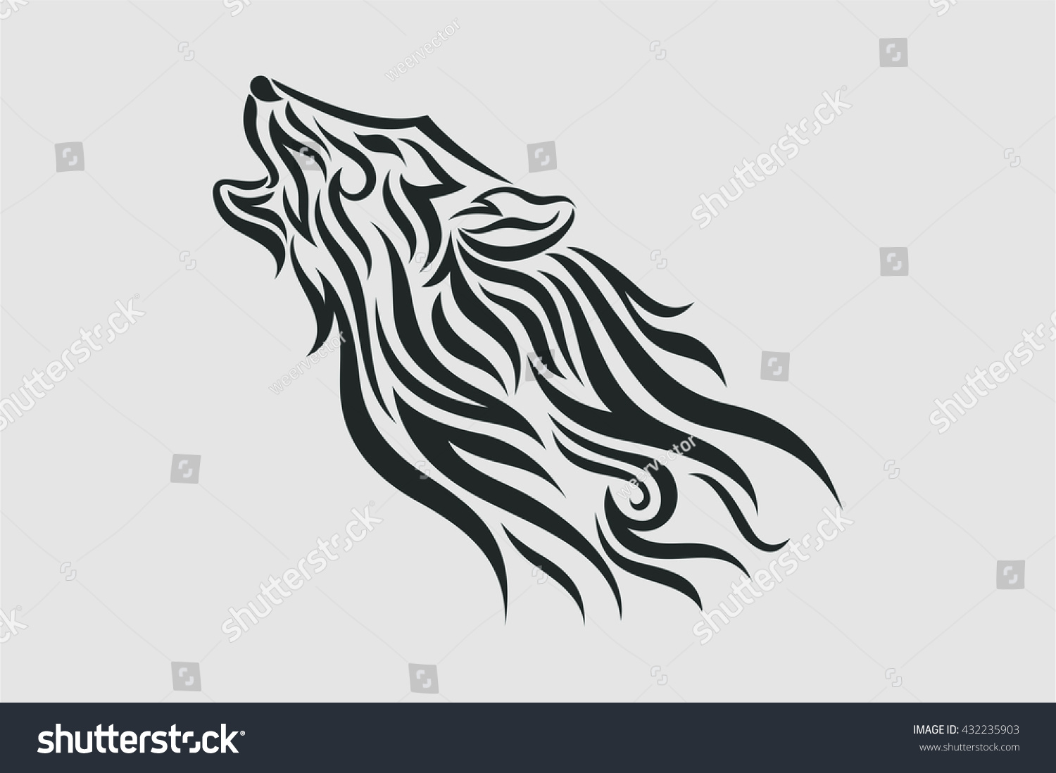 Wolf Tattoo Vector Tribal Style Stock Vector 432235903 - Shutterstock