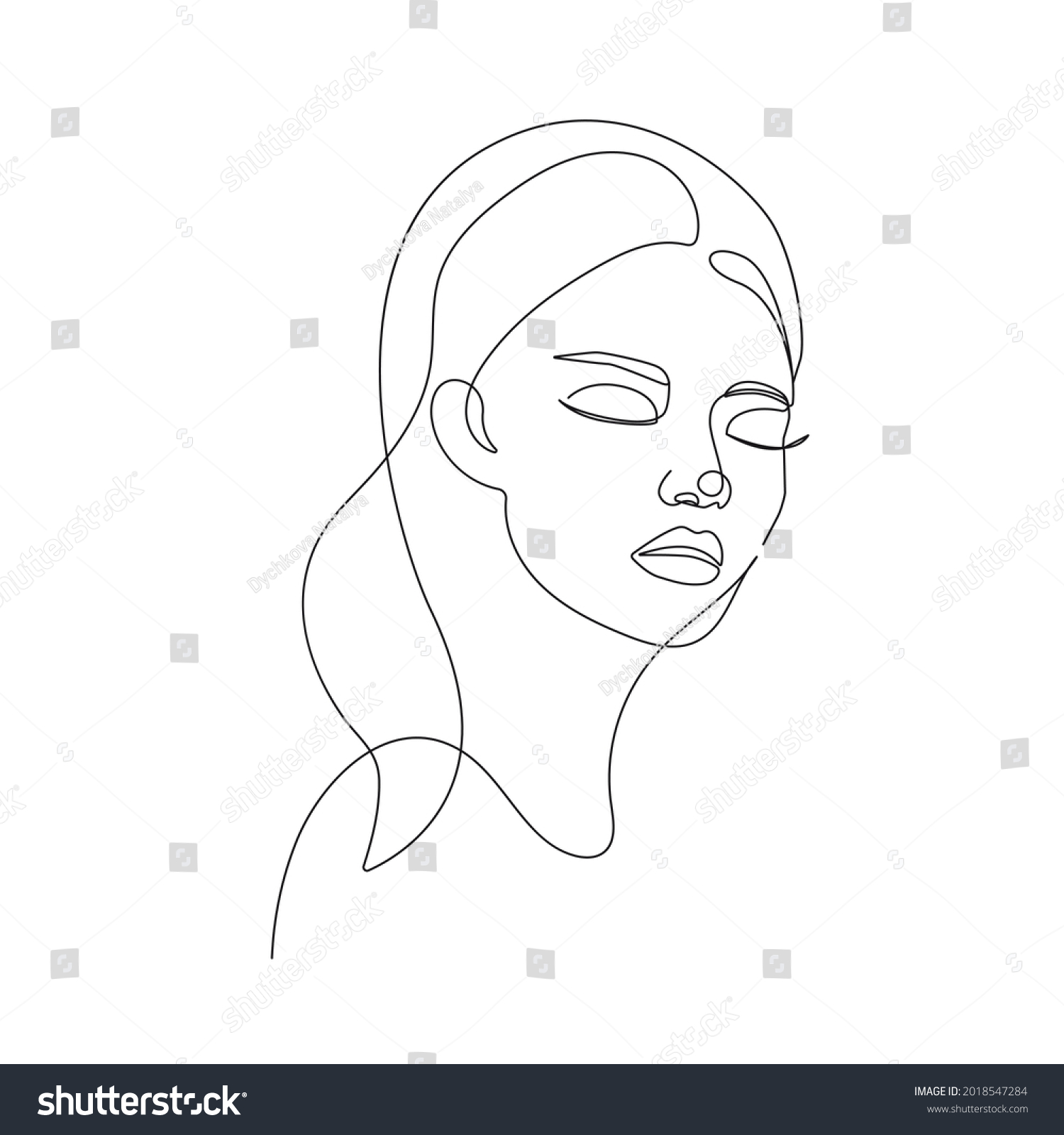 Woman Abstract Face Continuous Line Drawing Stock Vector Royalty Free 2018547284 Shutterstock 