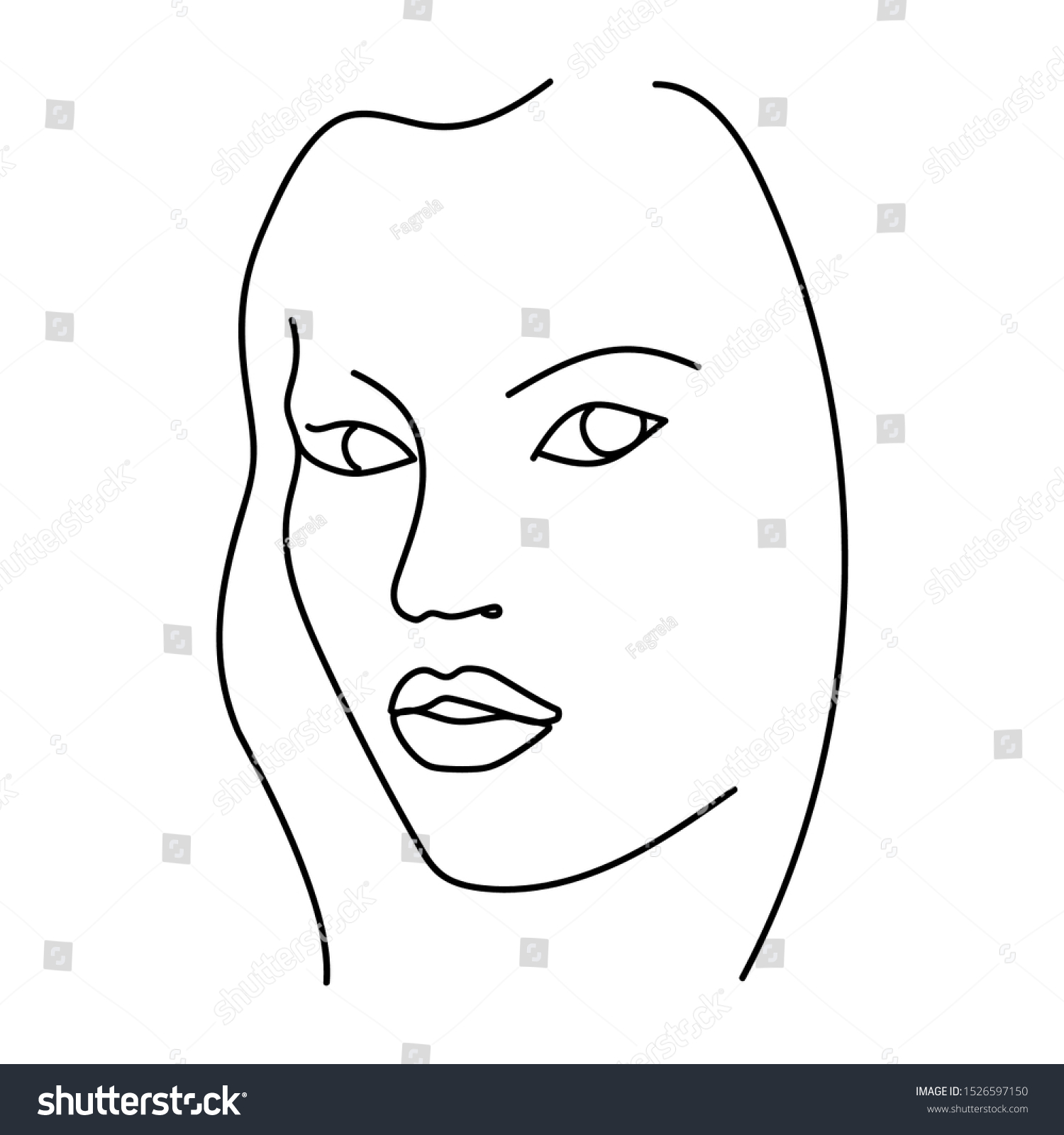 Woman Abstract Face Line Drawing Hand Stock Vector (Royalty Free ...