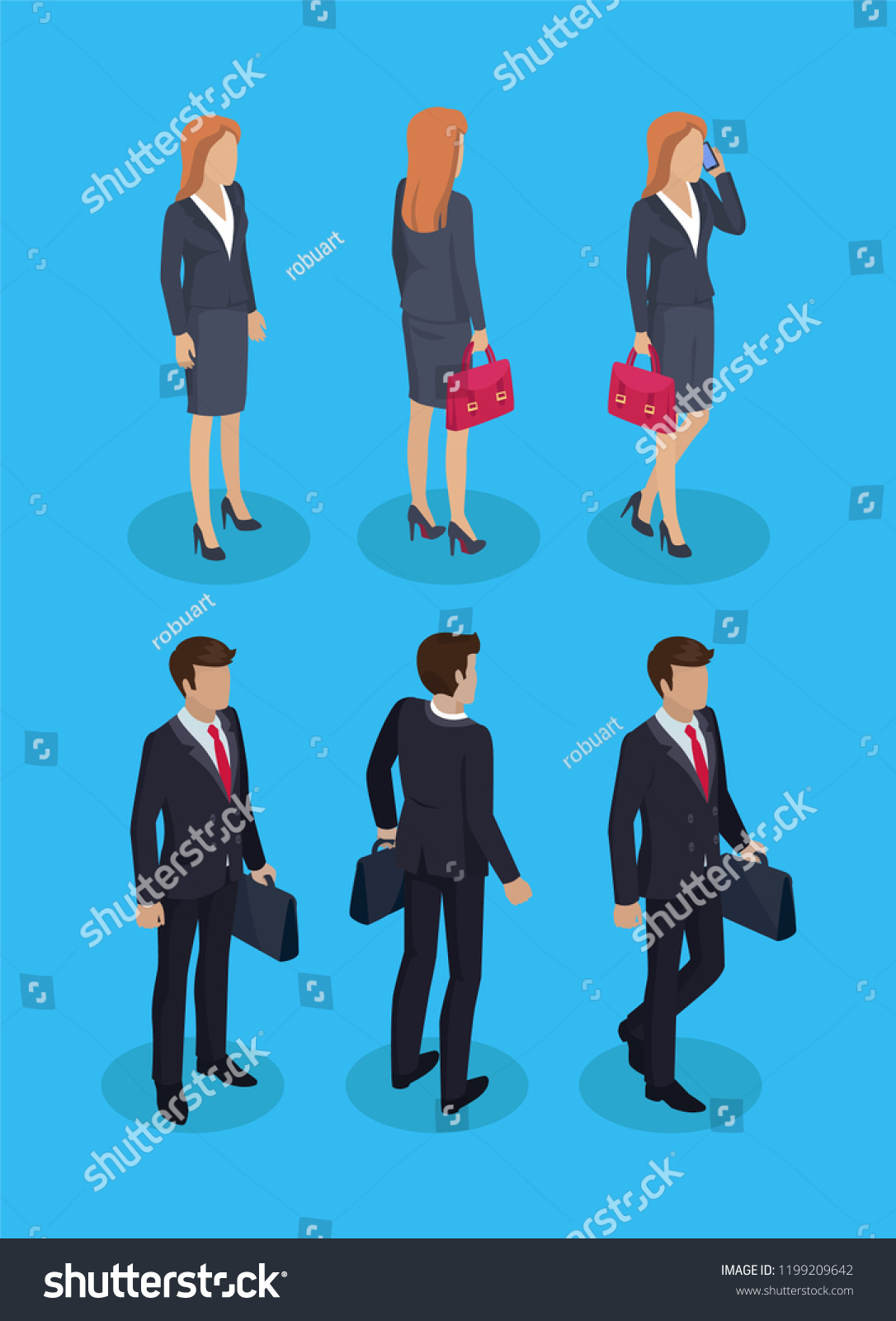 Woman Businessman Set People Wearing Suits Vector De Stock Libre De Regalías 1199209642 8461