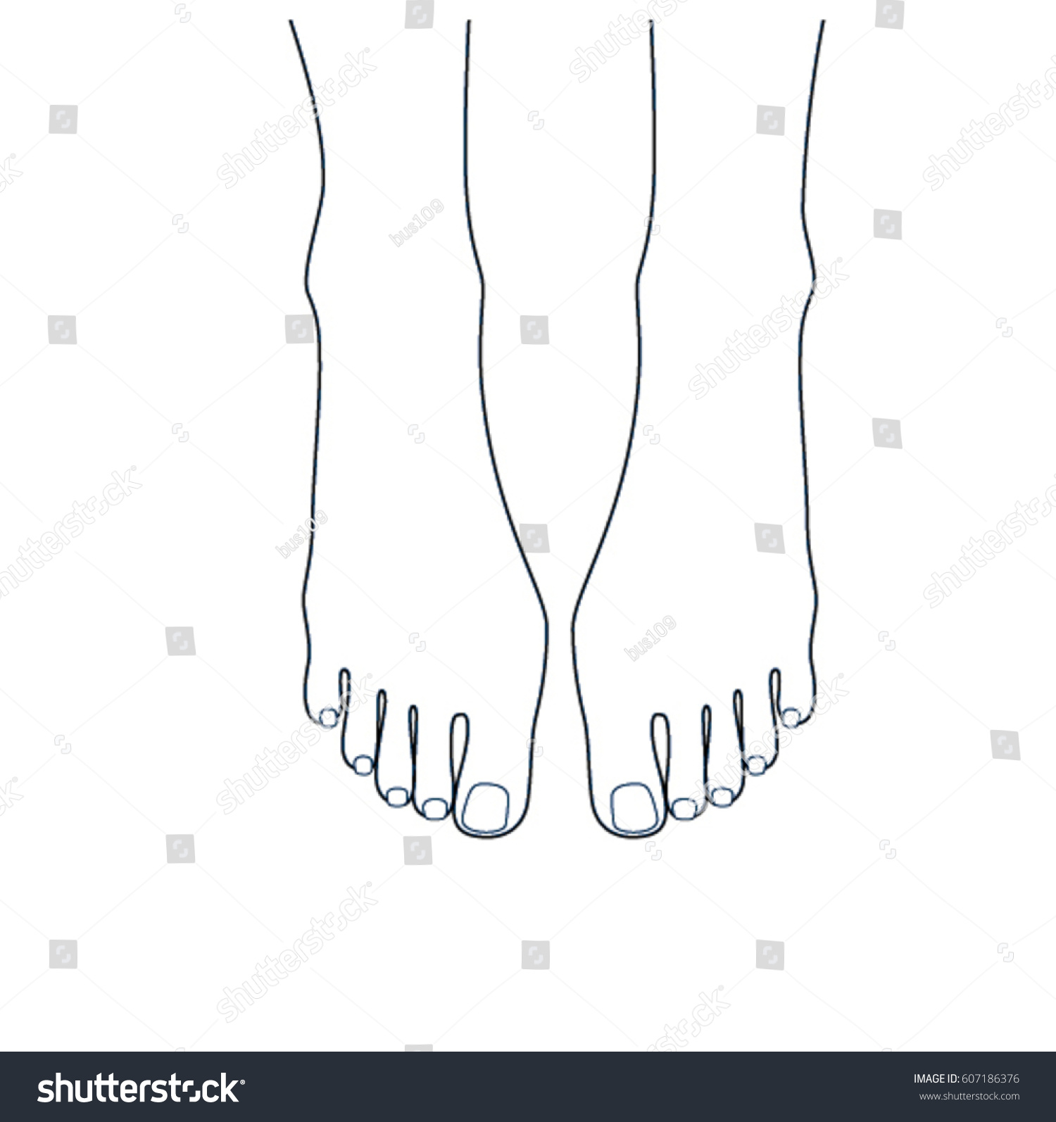 Woman Beautiful Feet Line Drawing Vector Stock Vector 607186376 ...