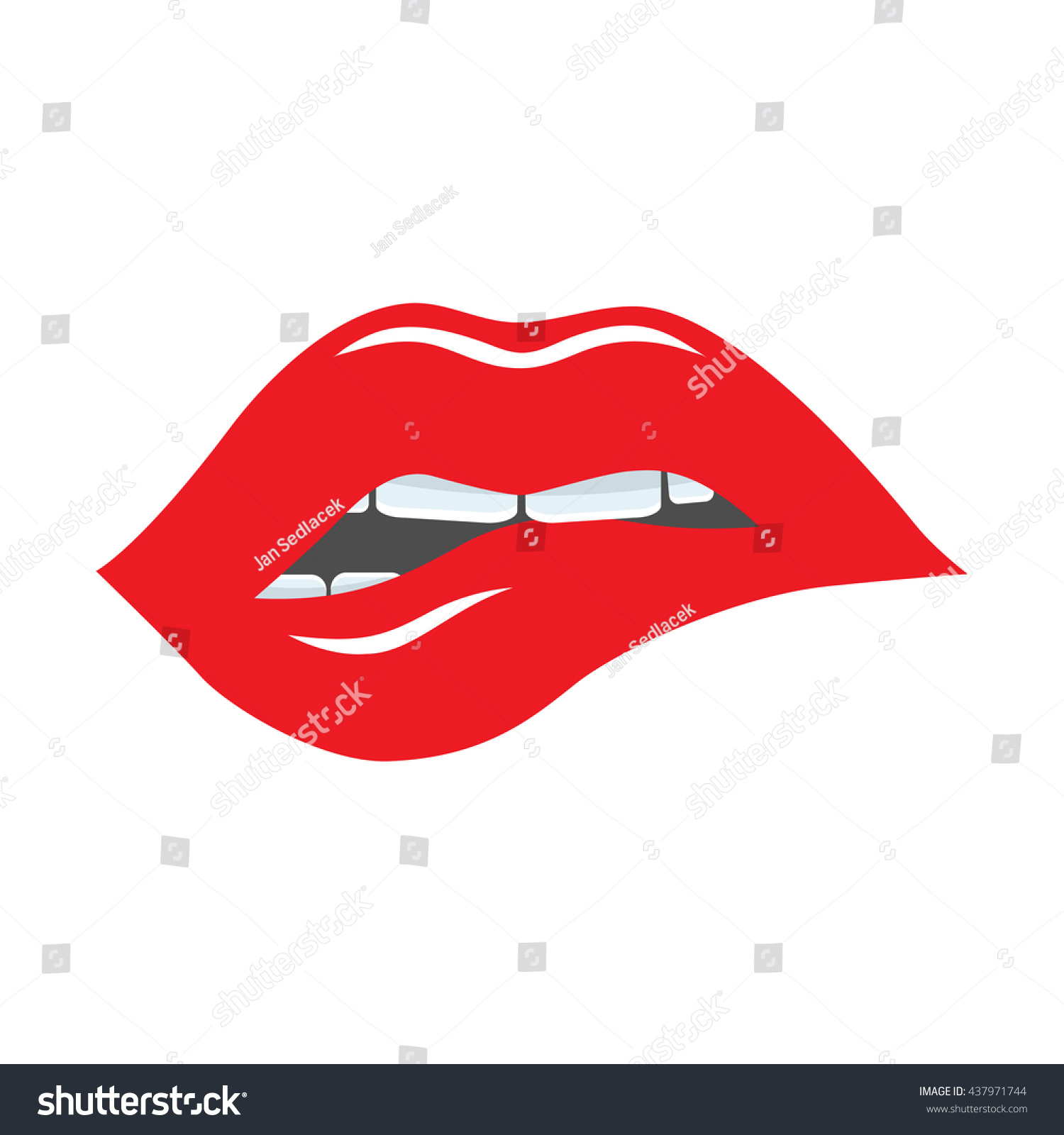 Woman Biting Her Red Lips Vector De Stock Libre De Regalías 437971744 Shutterstock 0574