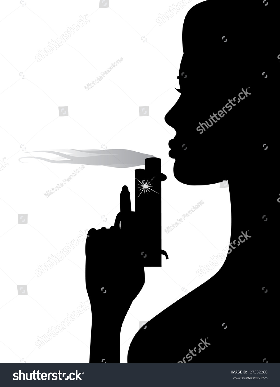 Woman Blowing Smoke Gun Eps 8 Stock Vector 127332260 