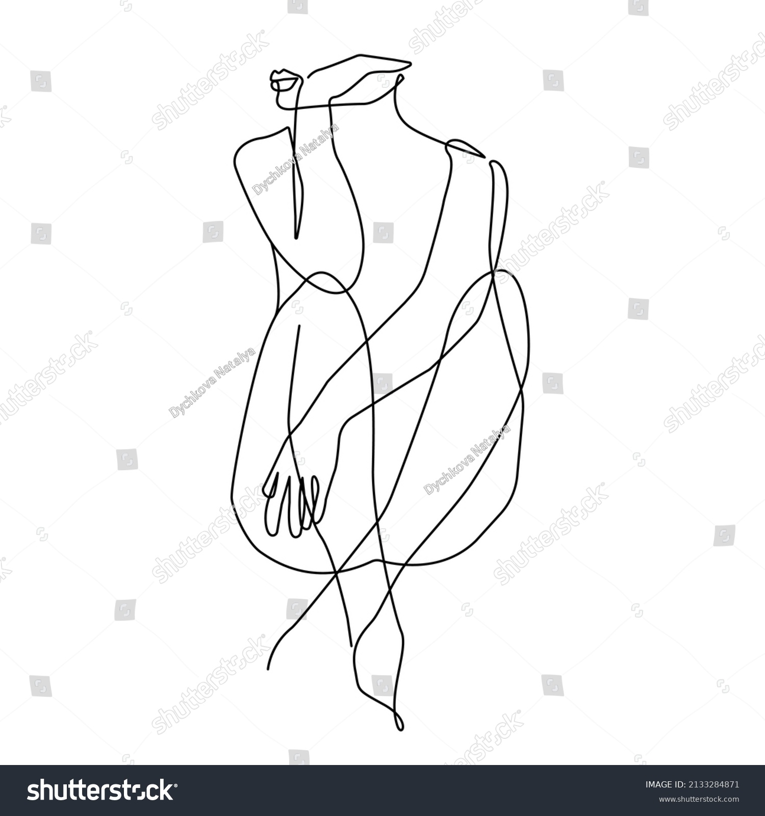 Woman Body Continuous Line Drawing Abstract Stock Vector Royalty Free