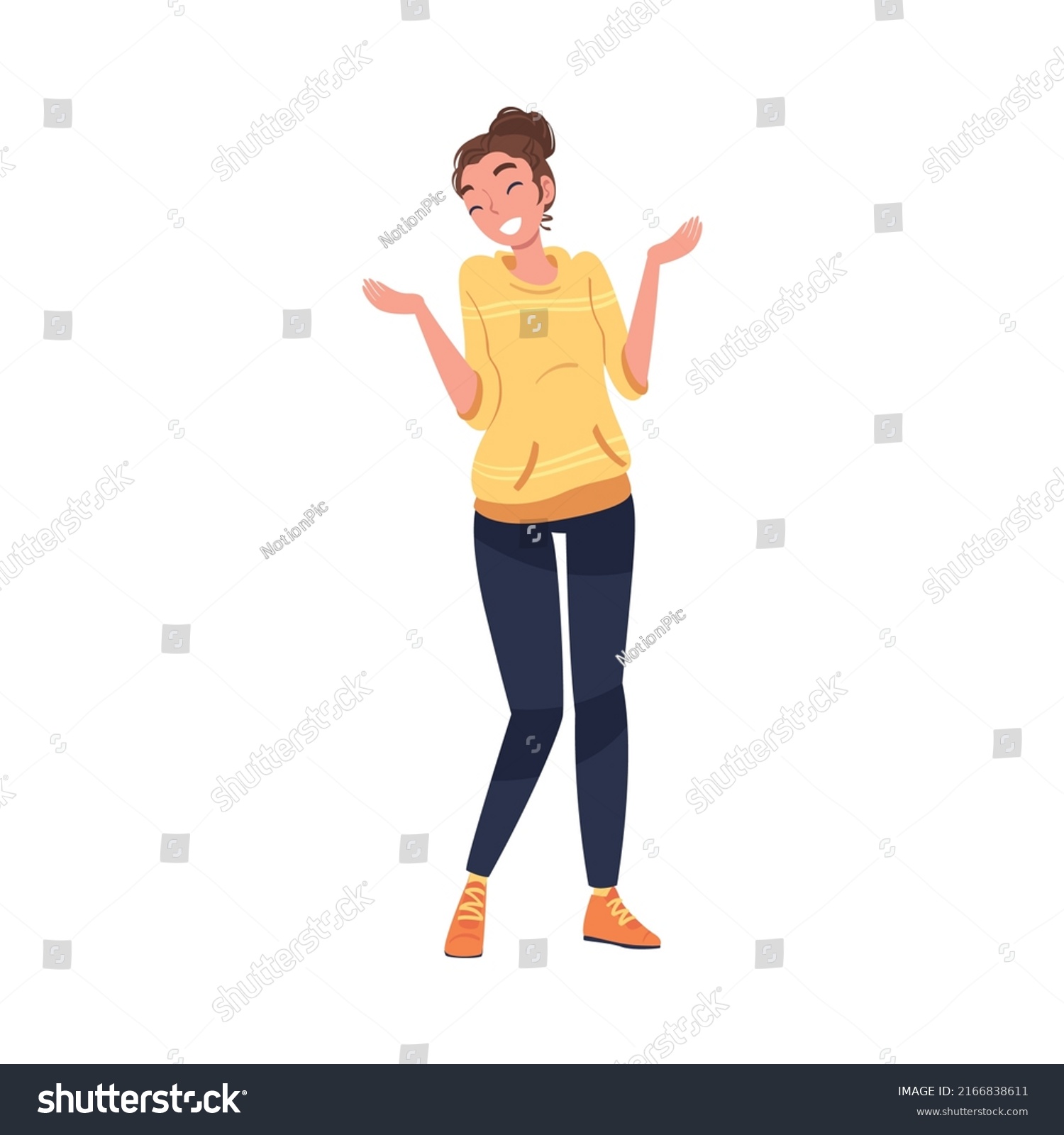 Woman Character Telling Funny Story Joke Stock Vector Royalty Free 2166838611 Shutterstock 0210