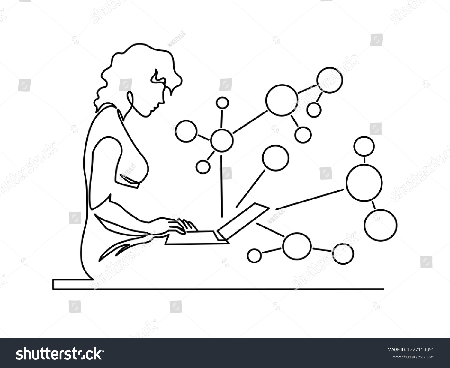 Woman Chatting Continuous One Line Vector Stock Vector Royalty Free