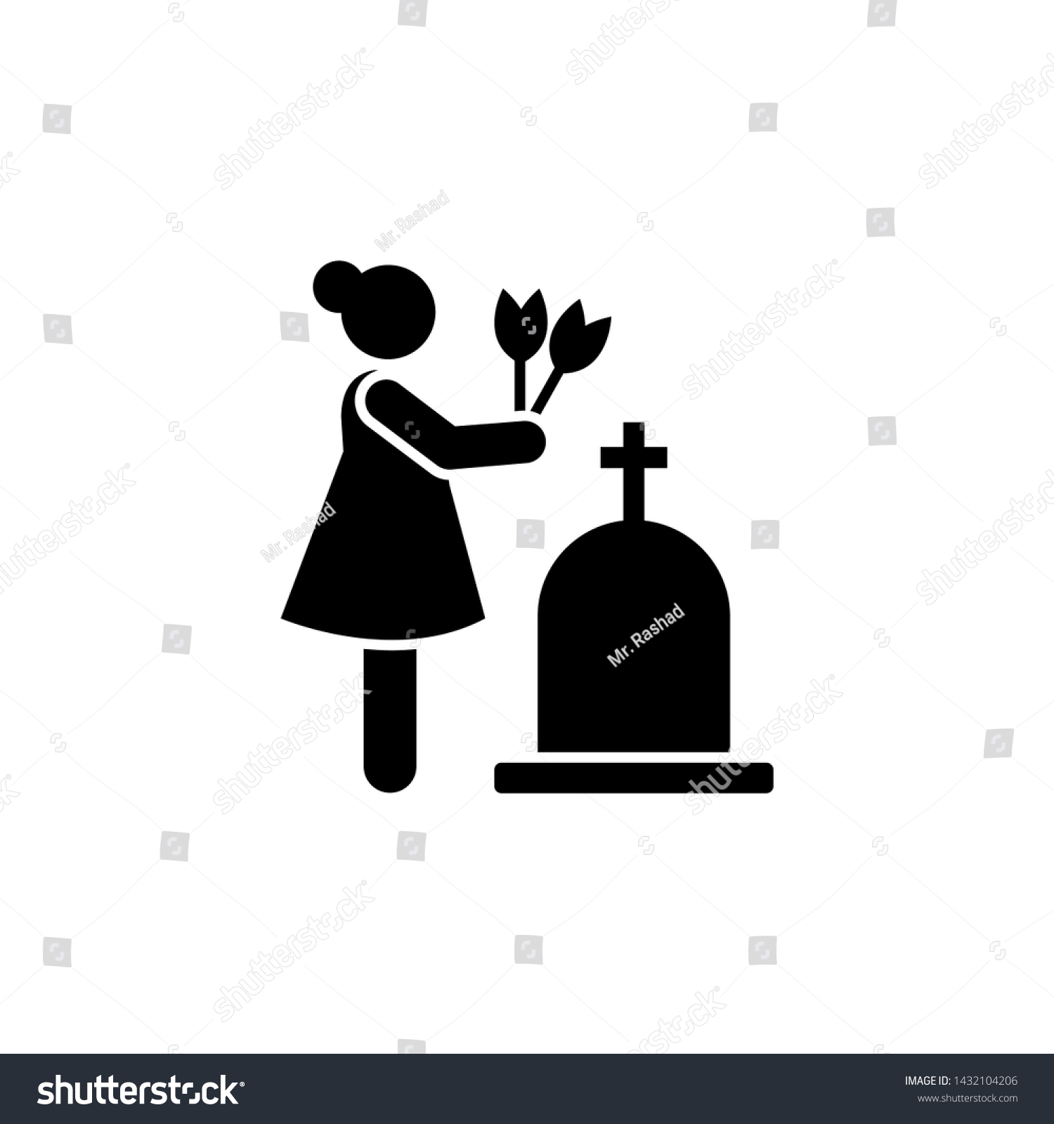 SVG of Woman dead funeral sorrow flower icon. Element of pictogram death illustration svg