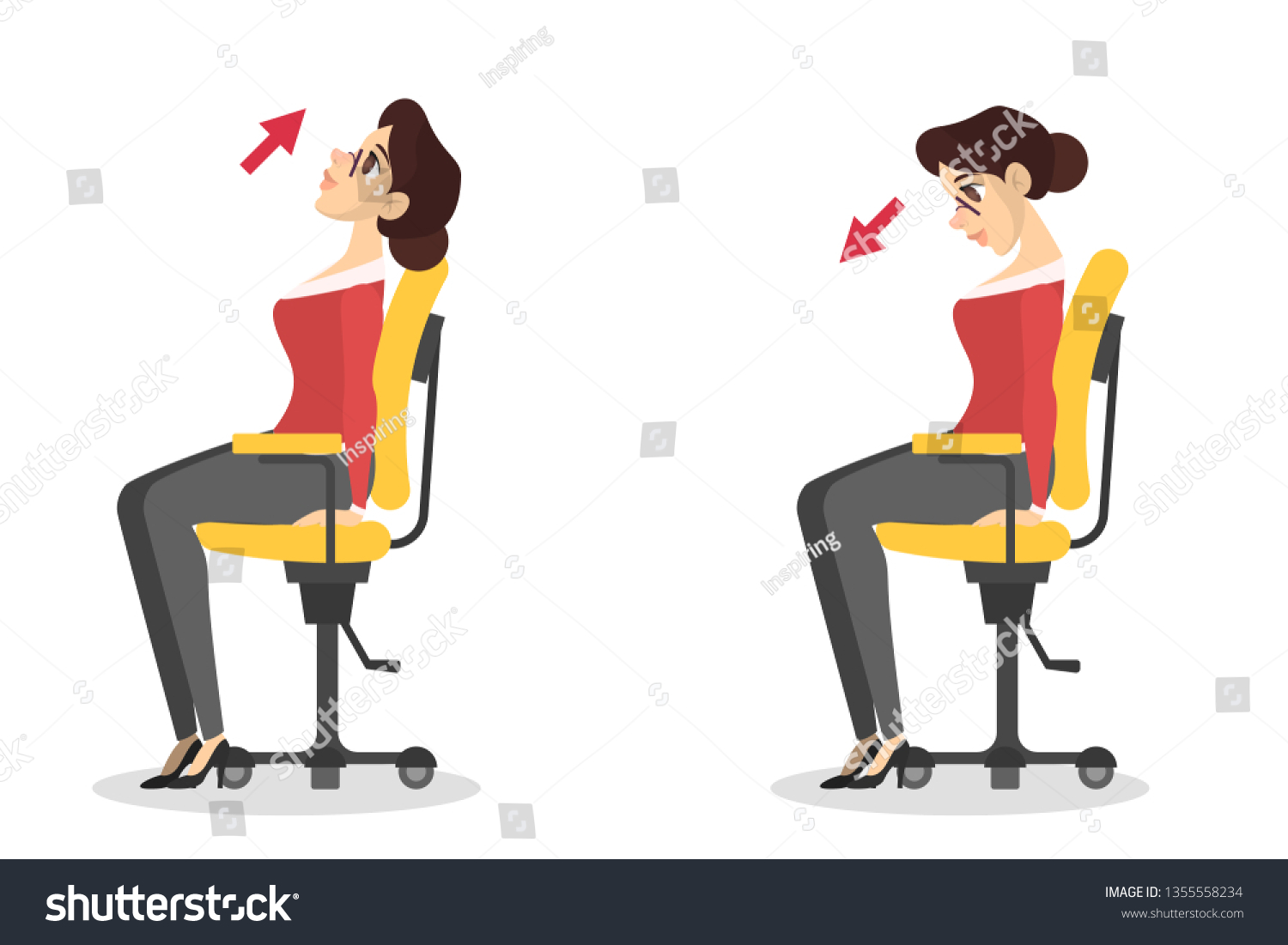 Woman Doing Exercise Neck Stretch Sitting Stock Vector Royalty