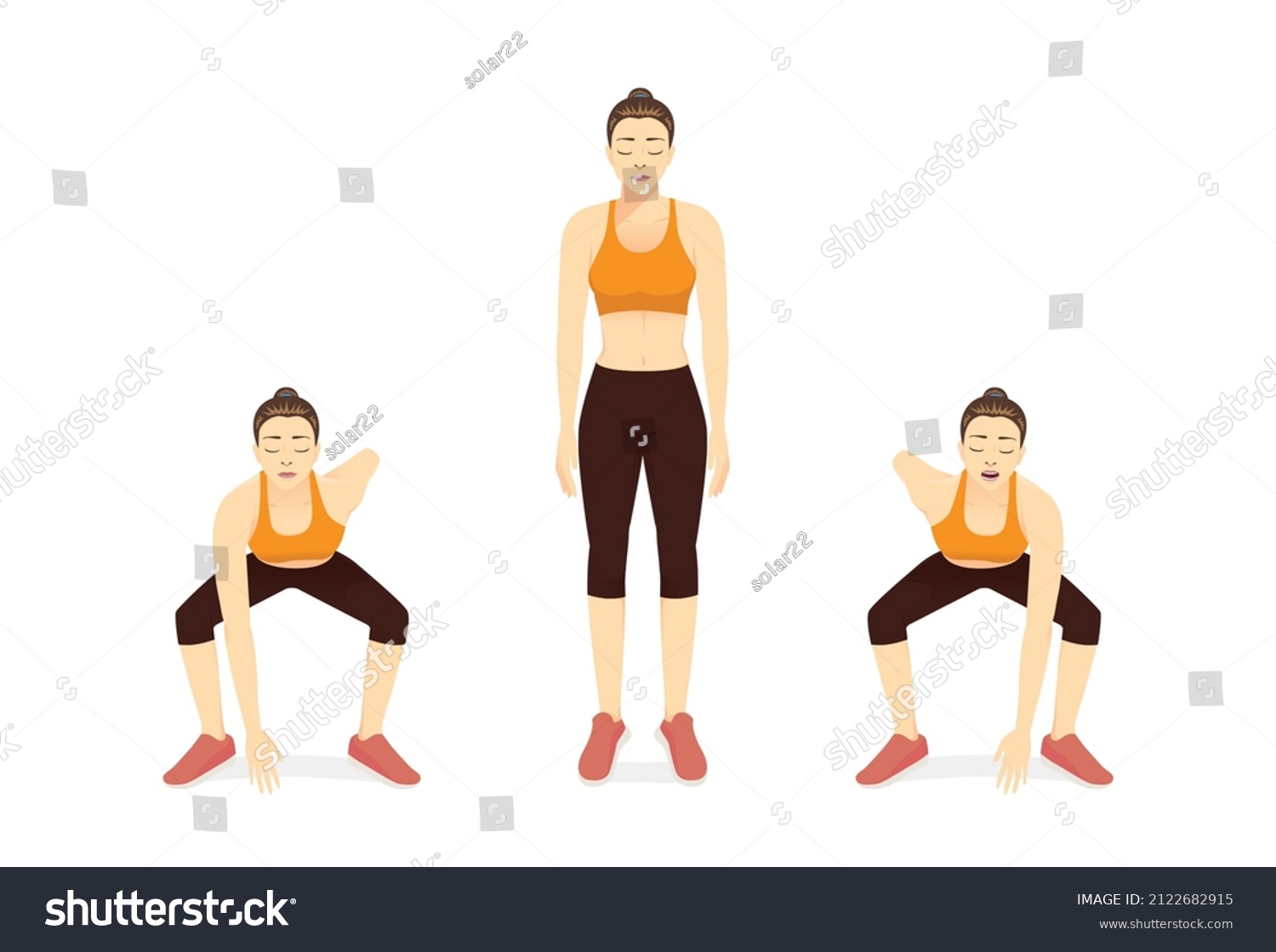 Woman Doing Exercise Touchdown Jack Pose Stock Vector (Royalty Free ...