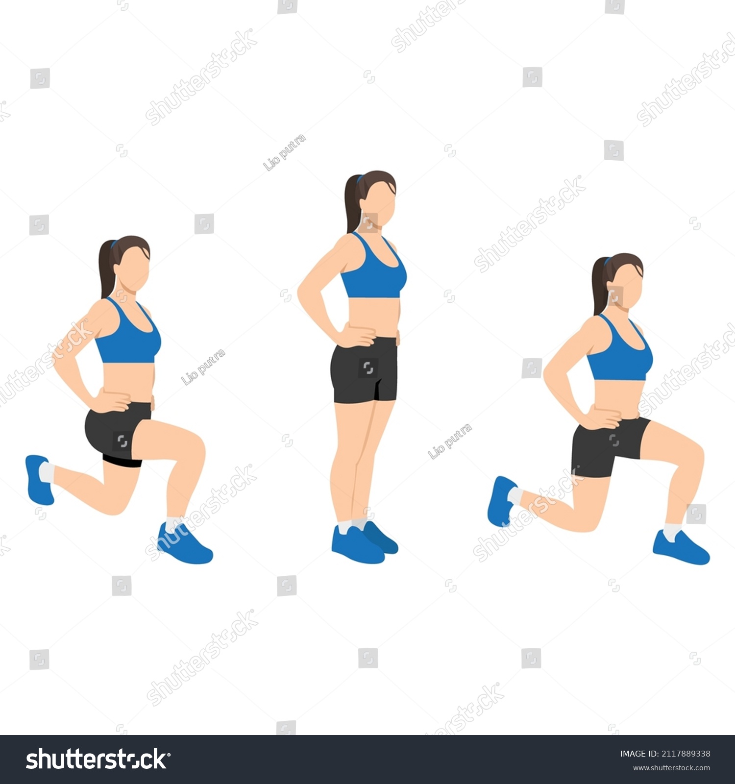 Woman Doing Front Back Lunges Exercise Stock Vector (Royalty Free ...