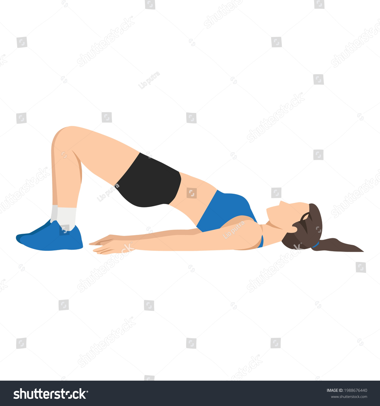 Woman Doing Hamstring Walkout Exercise Flat Stock Vector (Royalty Free ...