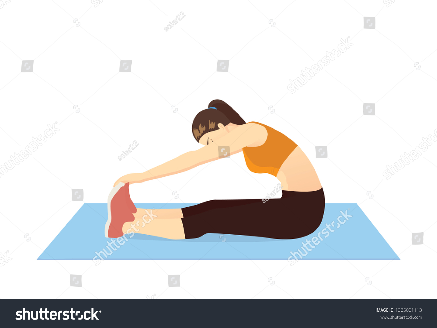 Woman Doing Seated Toe Touch Stretch Vector De Stock Libre De Regalías 1325001113