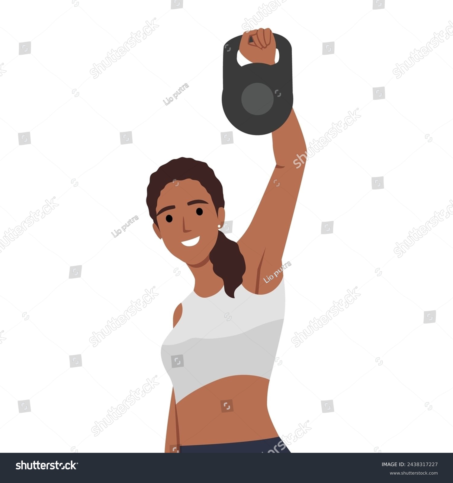 SVG of Woman doing Single arm kettlebell snatch workout exercise. Flat vector illustration isolated on white background. workout character set svg