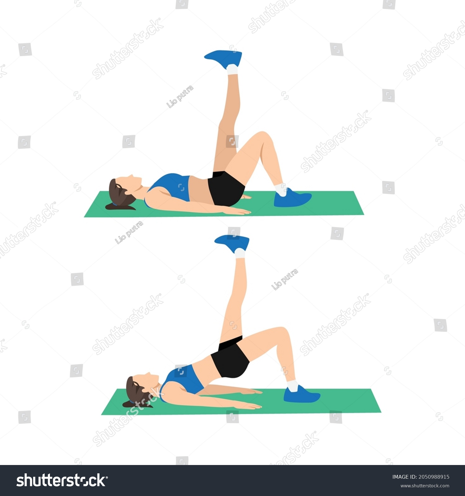 Woman Doing Single Leg Bridge Exercise Stock Vector (Royalty Free ...