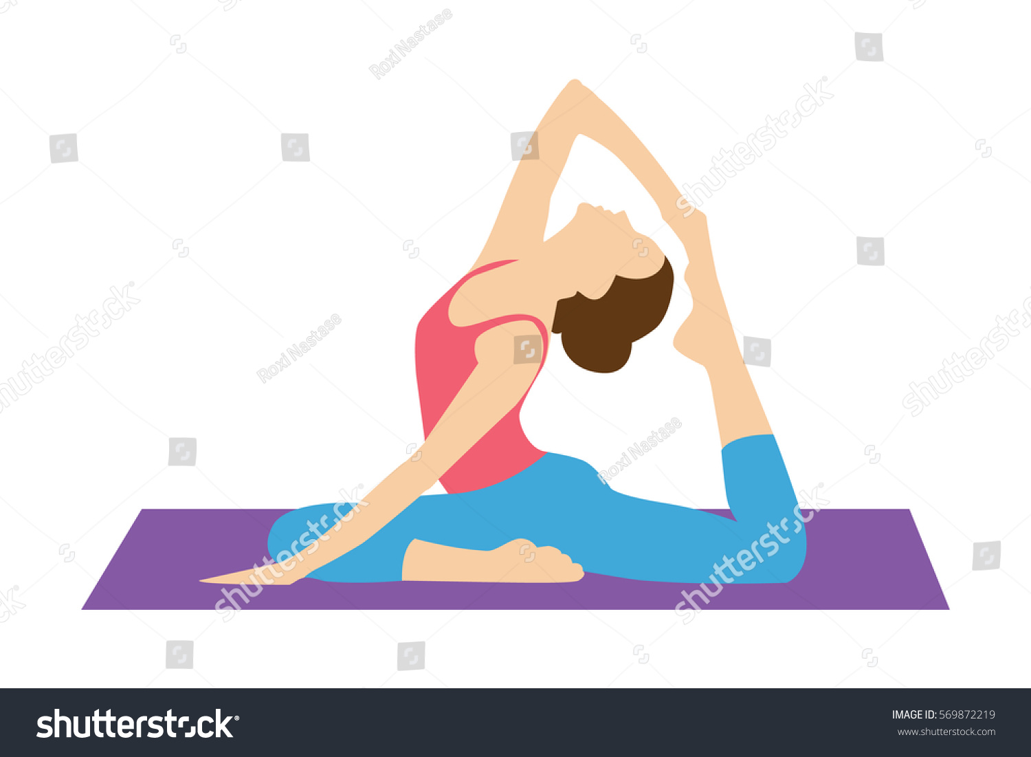 Woman Doing Yoga Pilates Stretching Exercises Stock Vector (Royalty ...