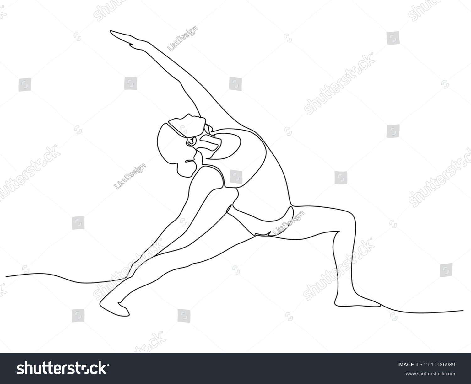 SVG of Woman doing yoga pose. Continuous line. Vector illustration svg