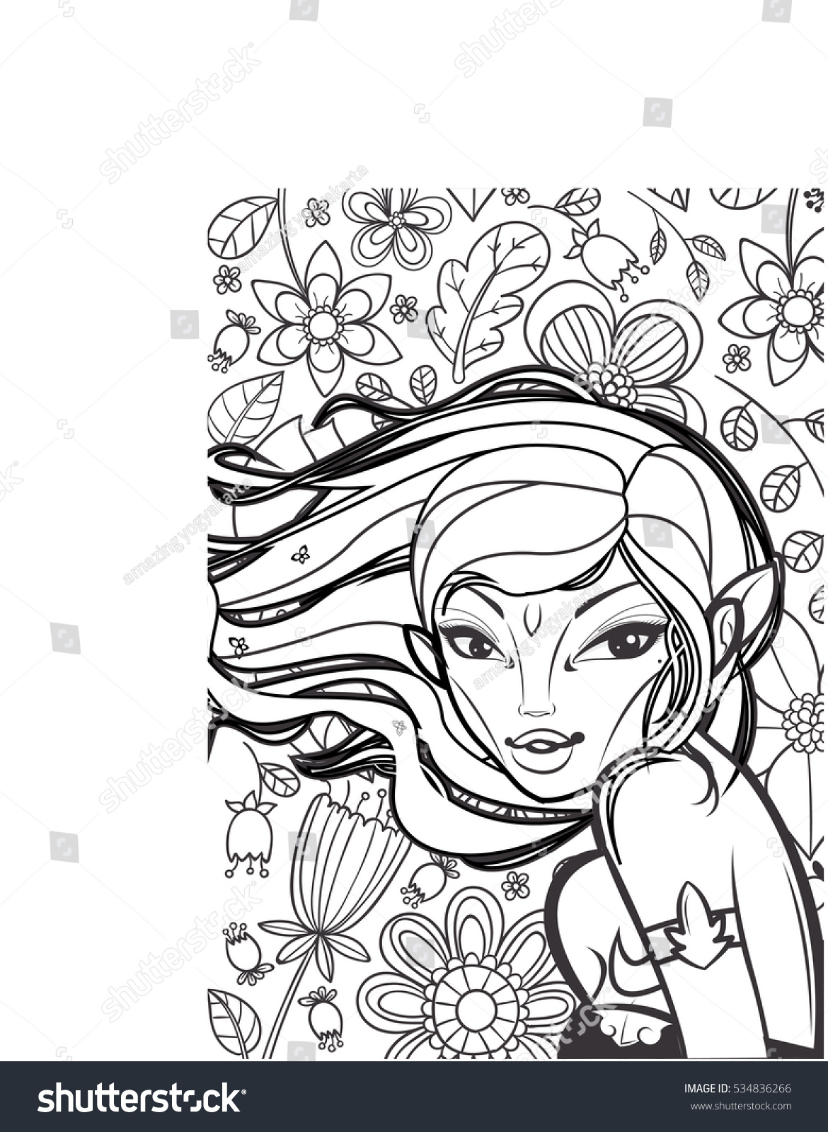 Woman Doodle Art Black White Stock Vector Royalty Free 534836266