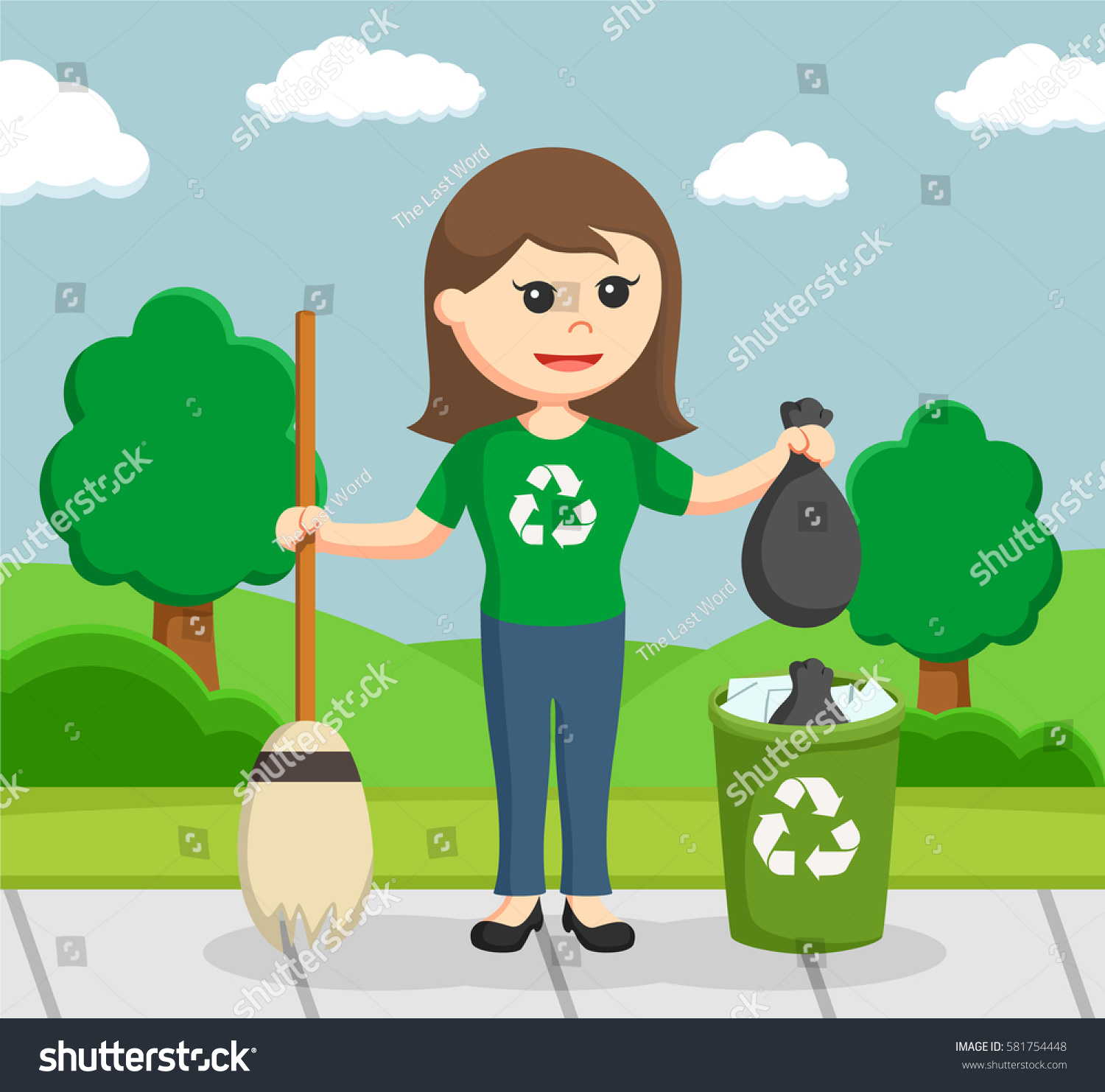 Woman Environmental Activist Cleaning Park Stock Vector 581754448 ...