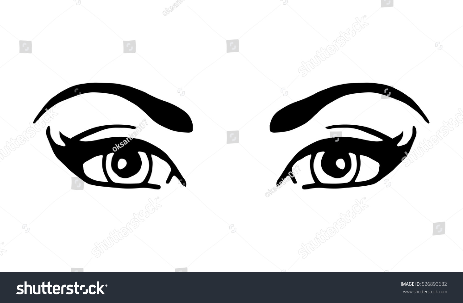 Woman Eyes Eyebrows Close Up Isolated Stock Vector 526893682 - Shutterstock