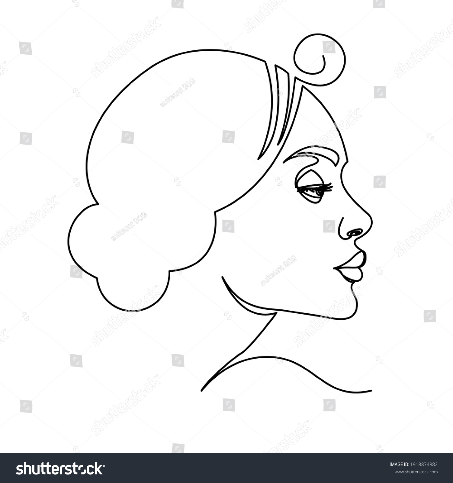 Woman Face Continuous Line Drawing Abstract Stock Vector Royalty Free 1918874882 5222