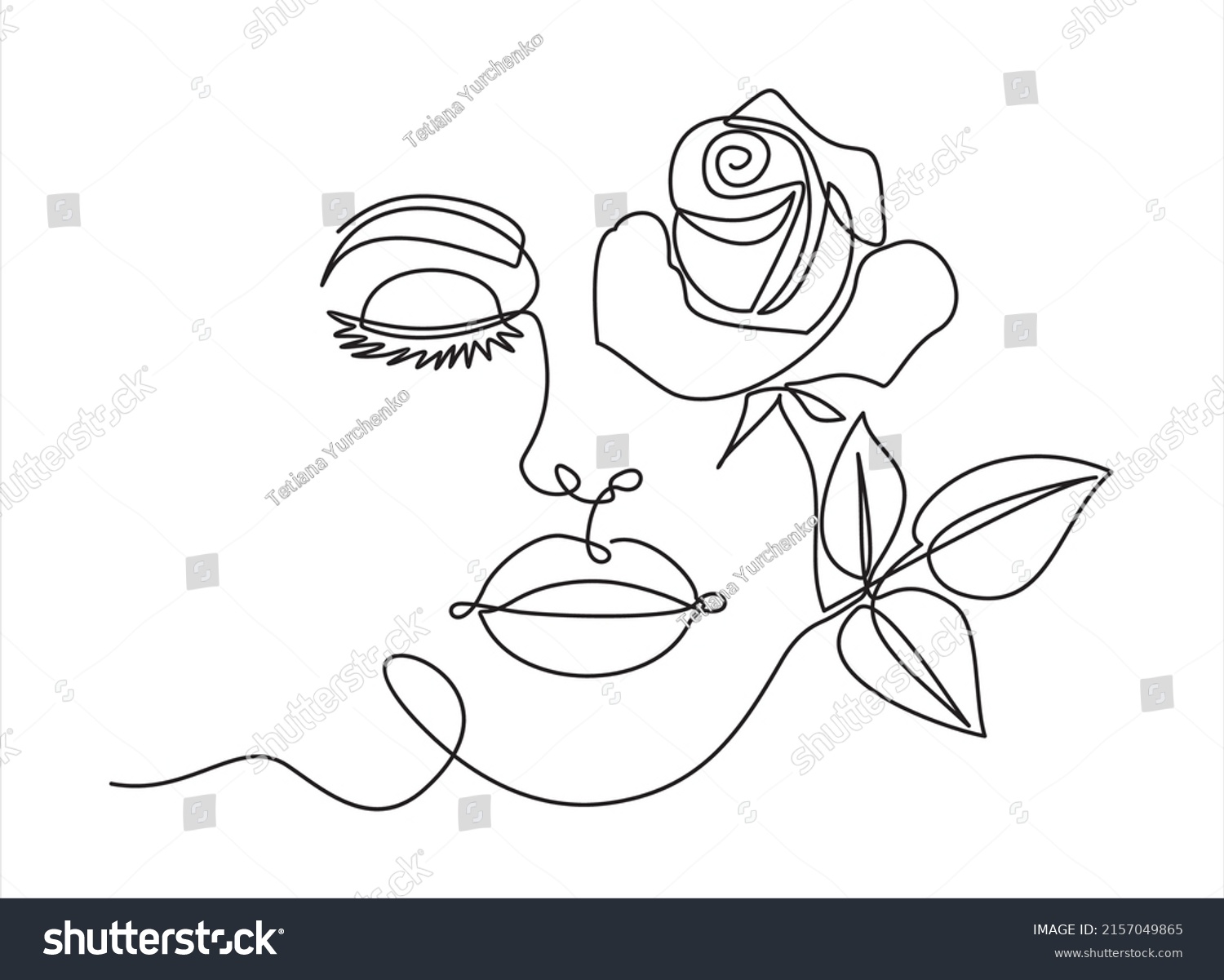 Woman Face Continuous One Line Vector Stock Vector Royalty Free 2157049865 Shutterstock 