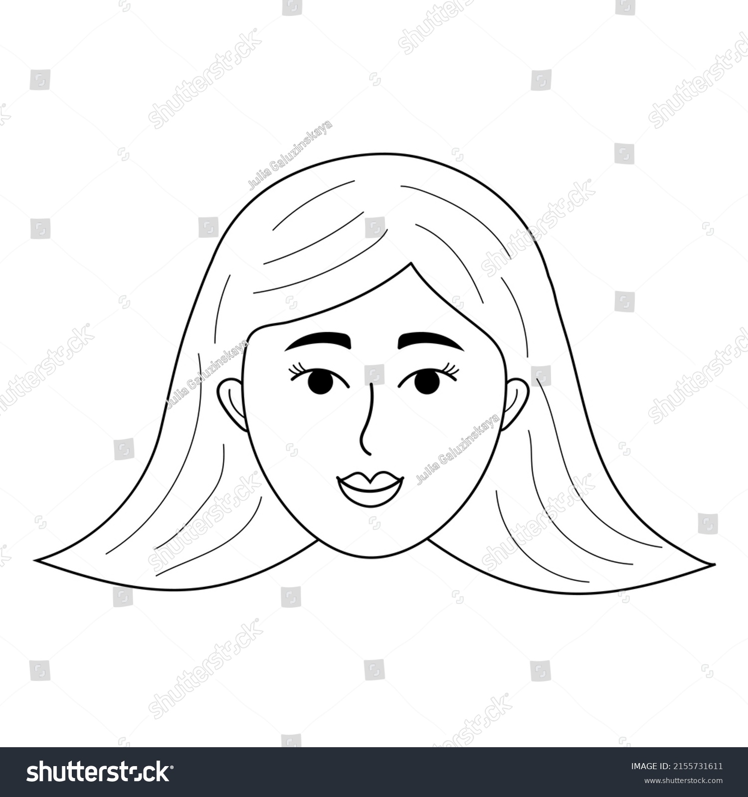 Woman Face Doodle Style Avatar Smiling Stock Vector Royalty Free 2155731611 Shutterstock 4343