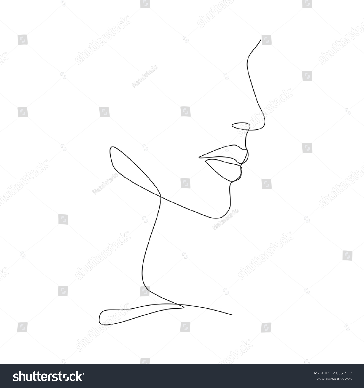 Woman Face One Line Drawing On Stock Vector (Royalty Free) 1650856939 ...